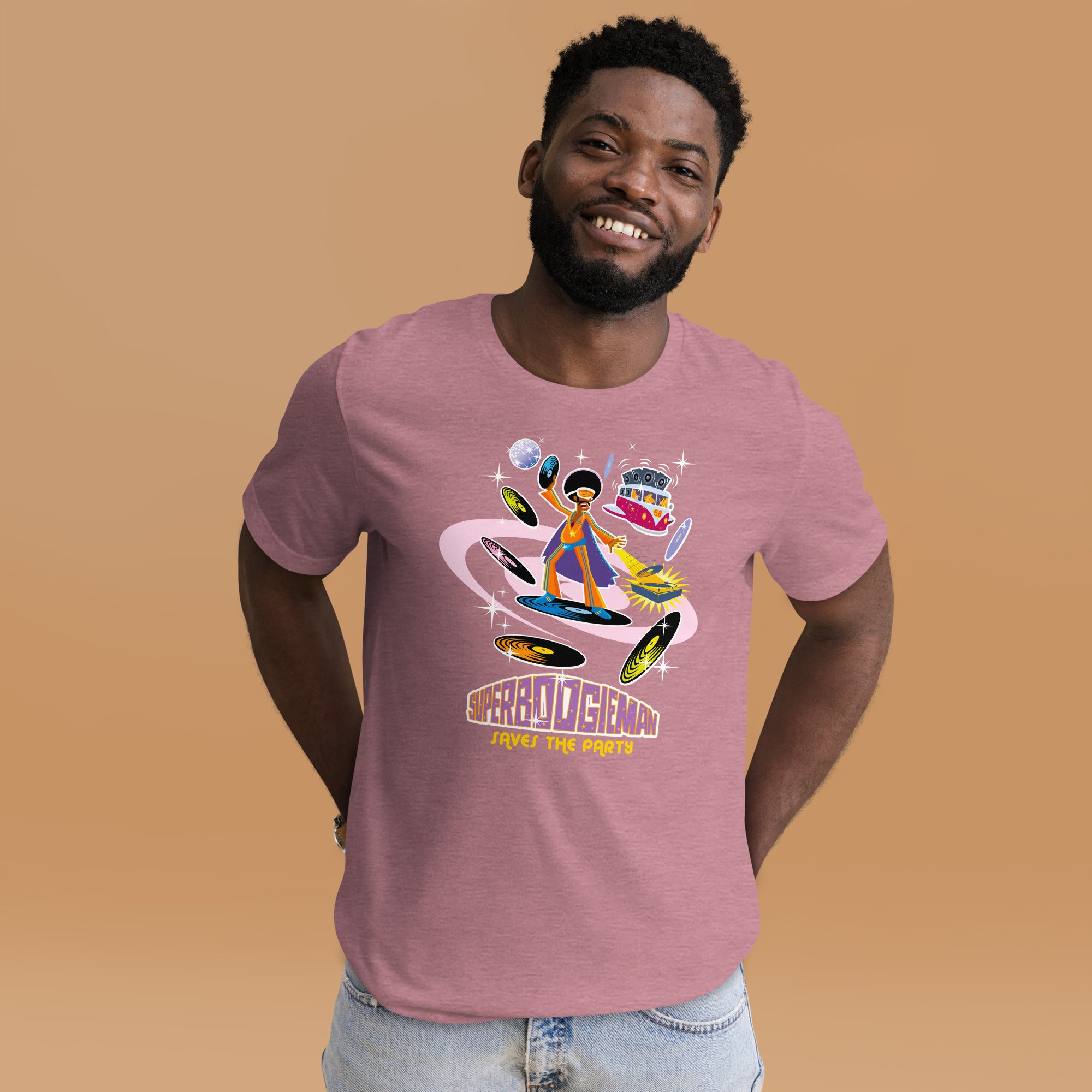 Unisex t-shirt Superboogieman saves the Party on bright heather colors