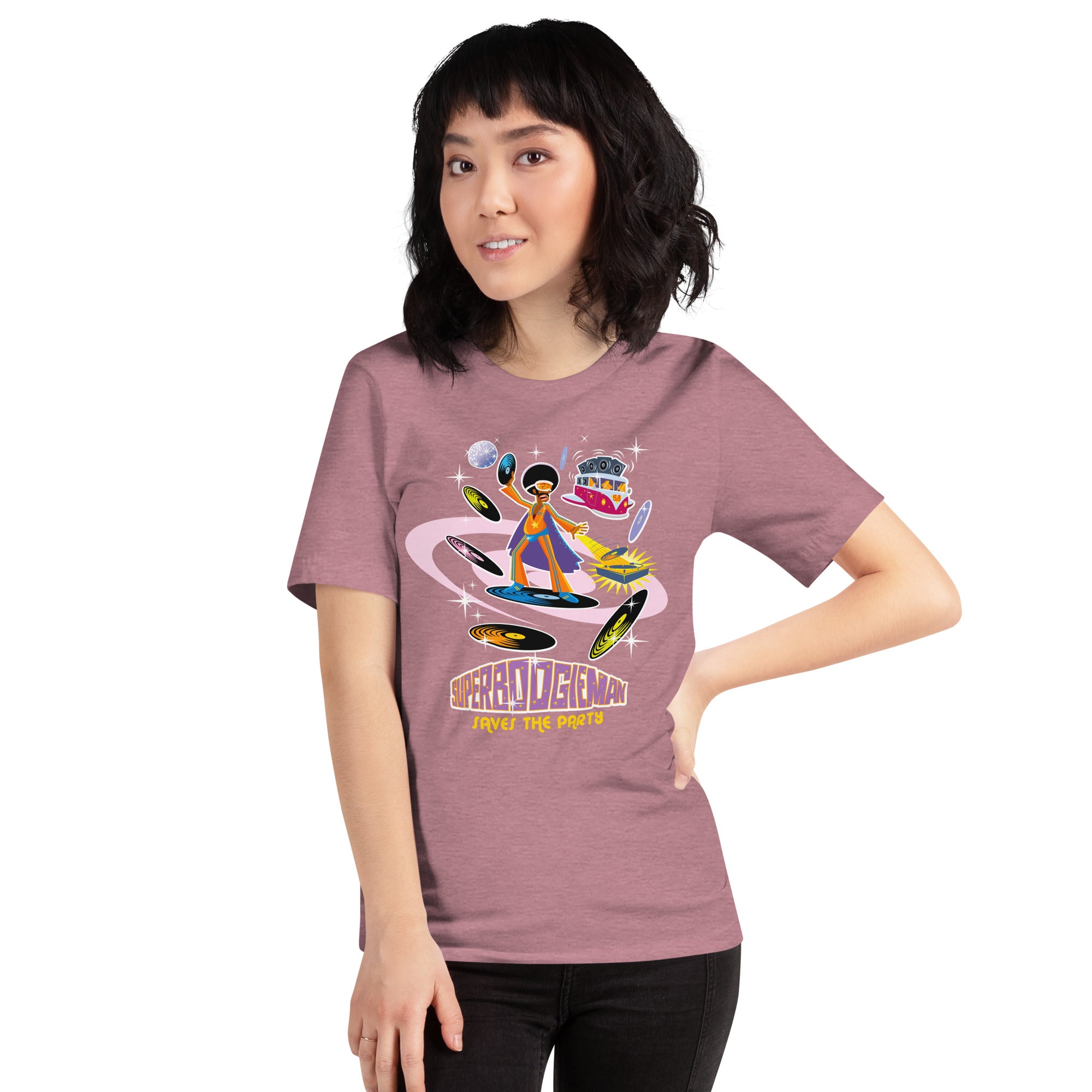 Unisex t-shirt Superboogieman saves the Party on bright heather colors