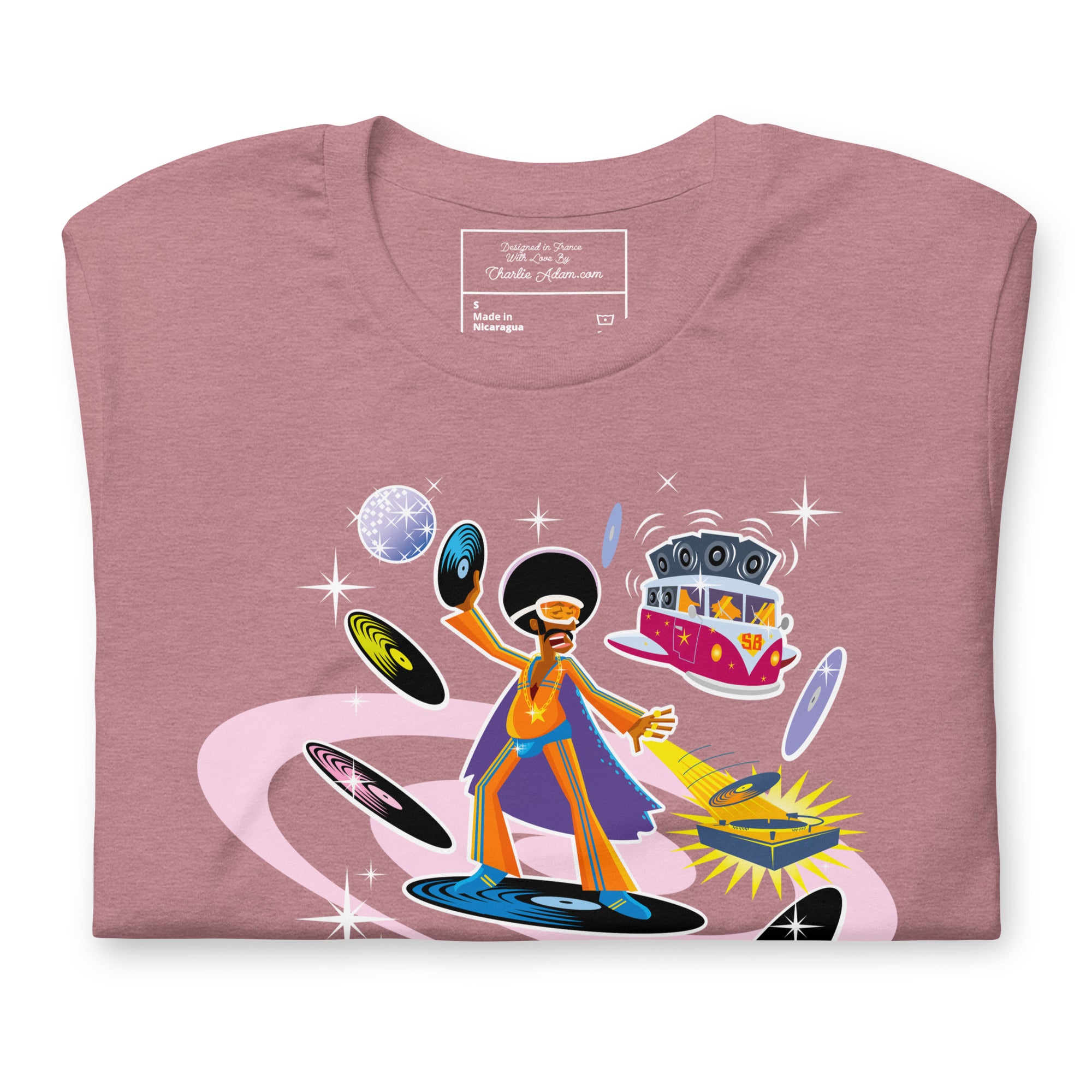 T-shirt en coton unisexe Superboogieman saves the party sur couleurs chinées vives