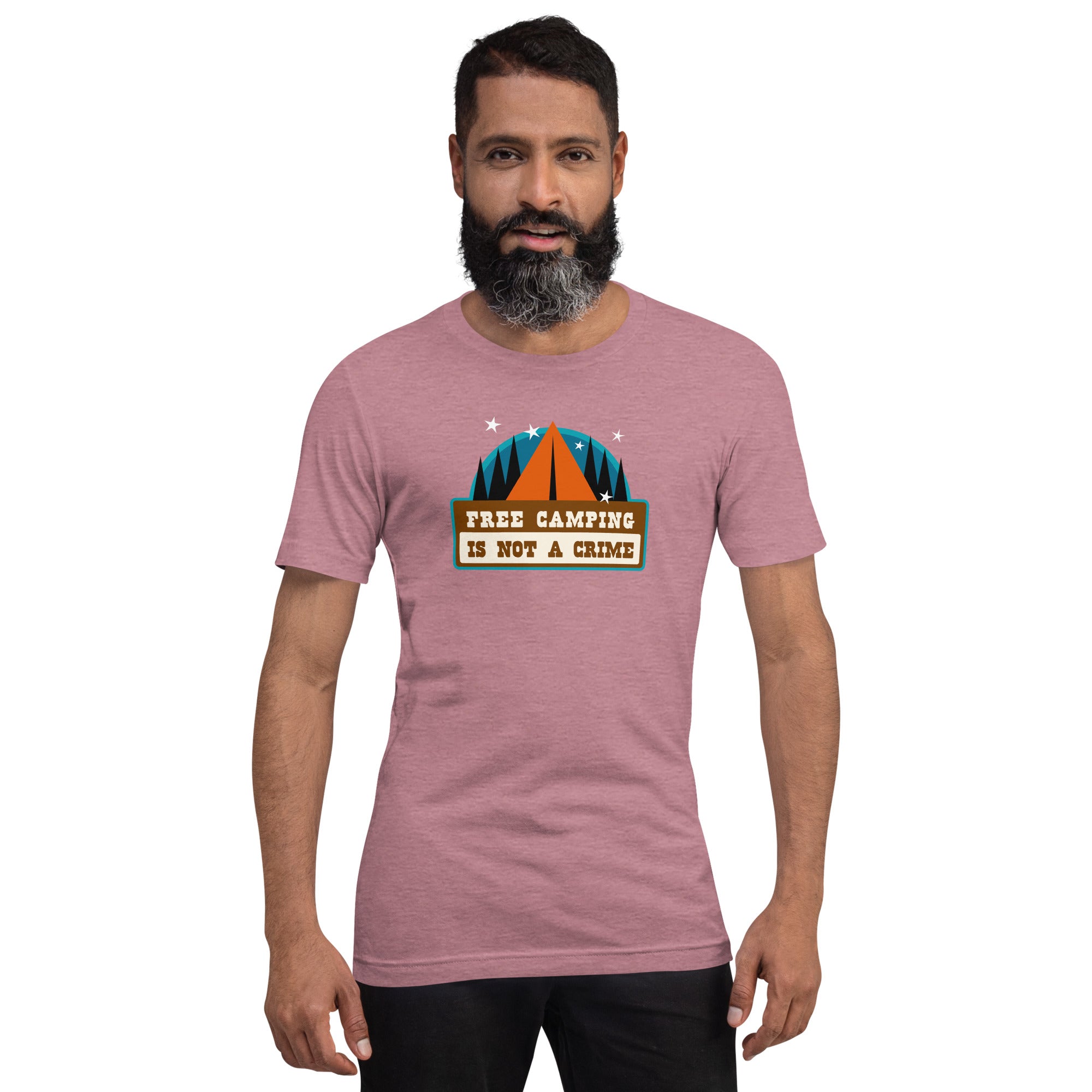 Unisex t-shirt Free camping is not a crime on bright heather colors