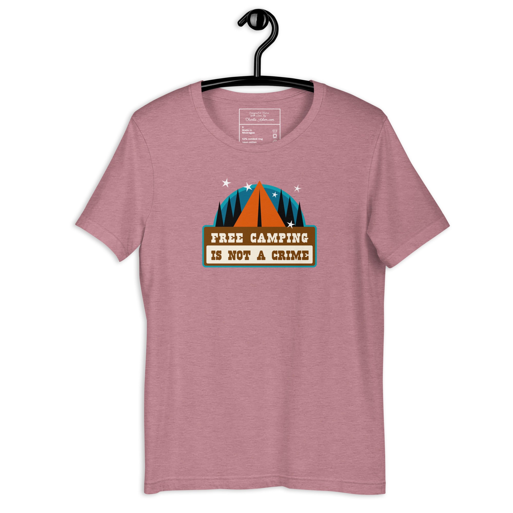 Unisex t-shirt Free camping is not a crime on bright heather colors