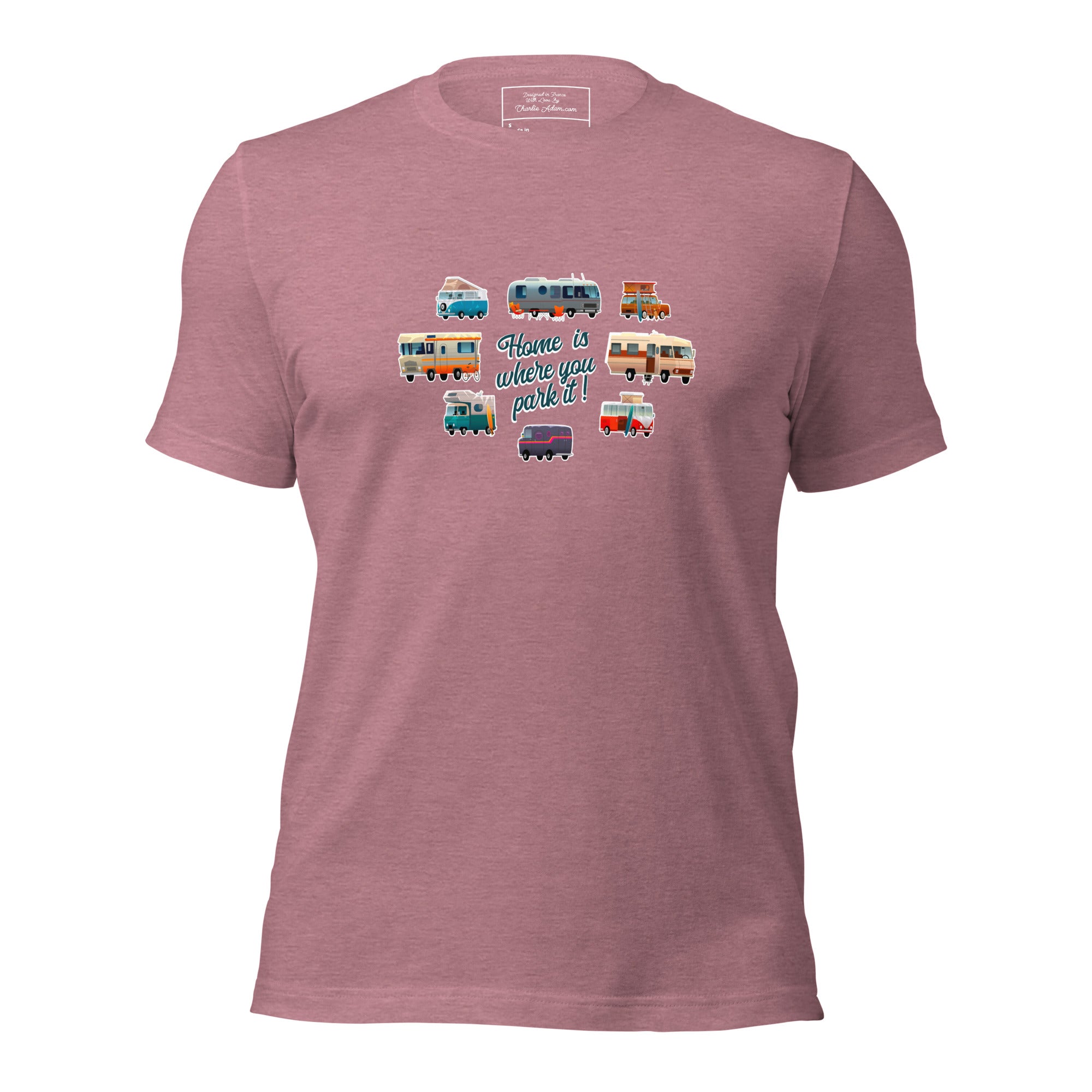 T-shirt en coton unisexe Square Vintage Campers sur couleurs chinées vives