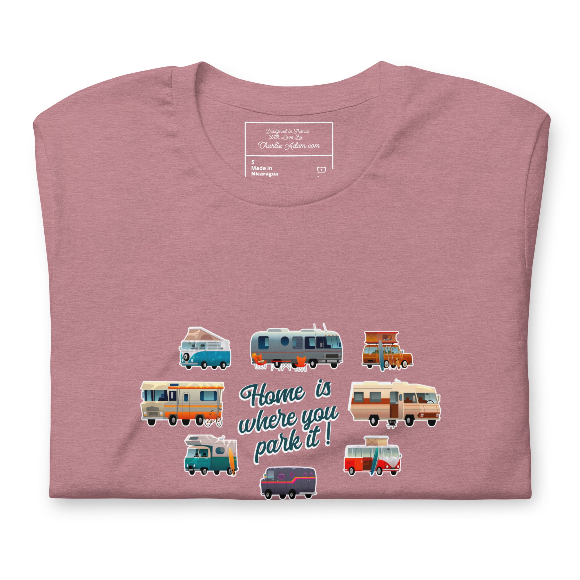 T-shirt en coton unisexe Square Vintage Campers sur couleurs chinées vives