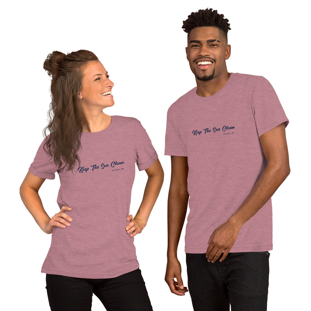 Unisex cotton t-shirt Keep The Sea Clean on bright heather colors