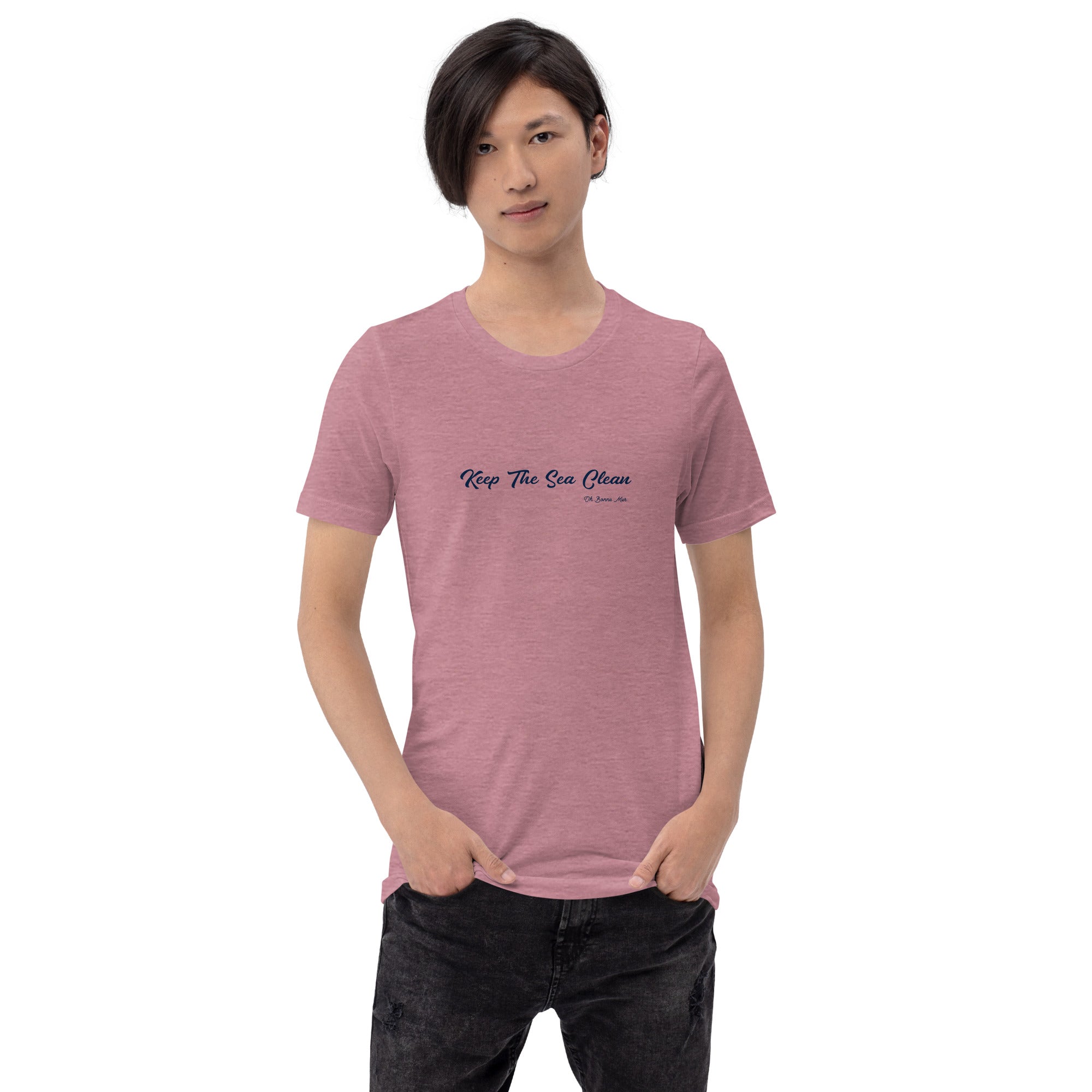 Unisex cotton t-shirt Keep The Sea Clean on bright heather colors