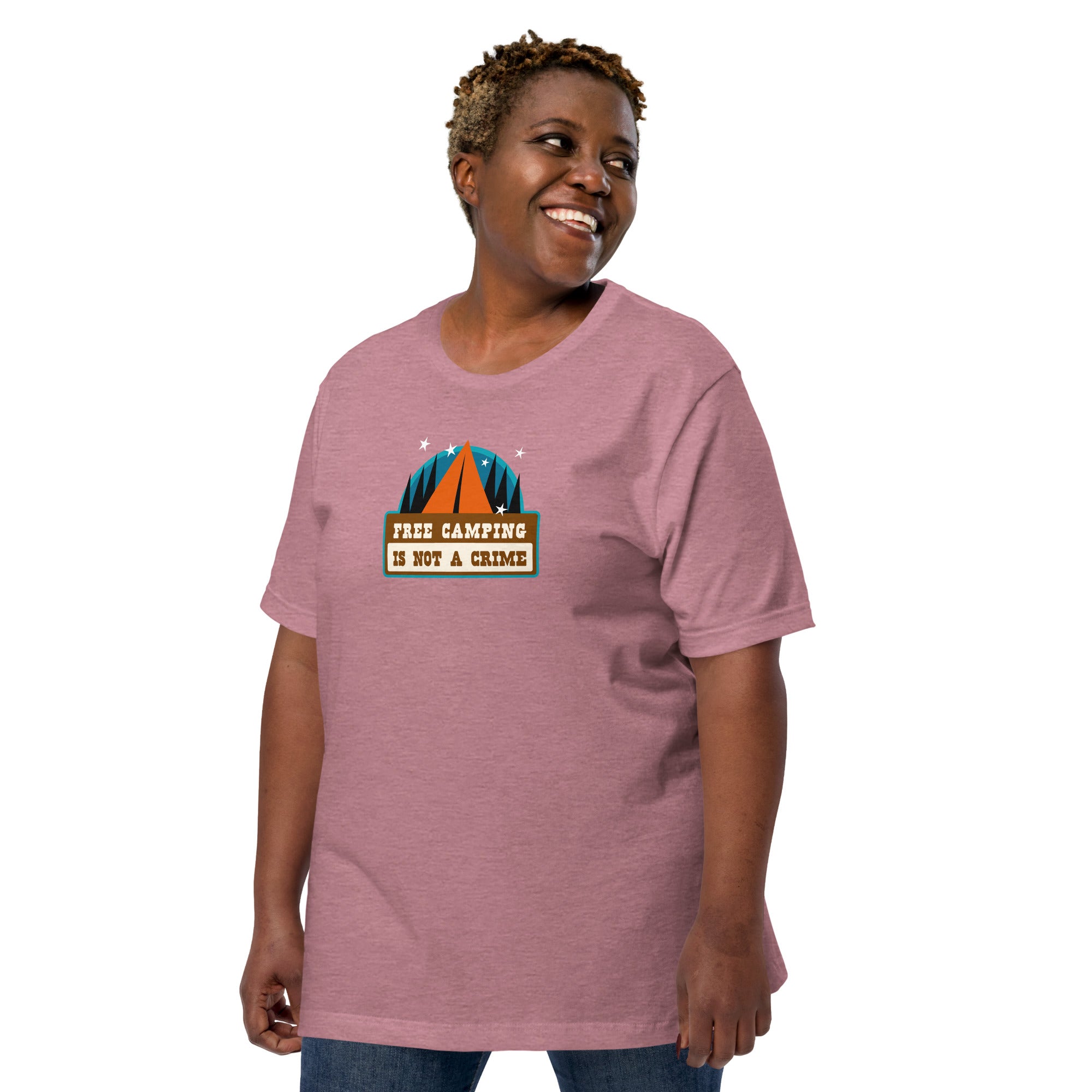 Unisex t-shirt Free camping is not a crime on bright heather colors