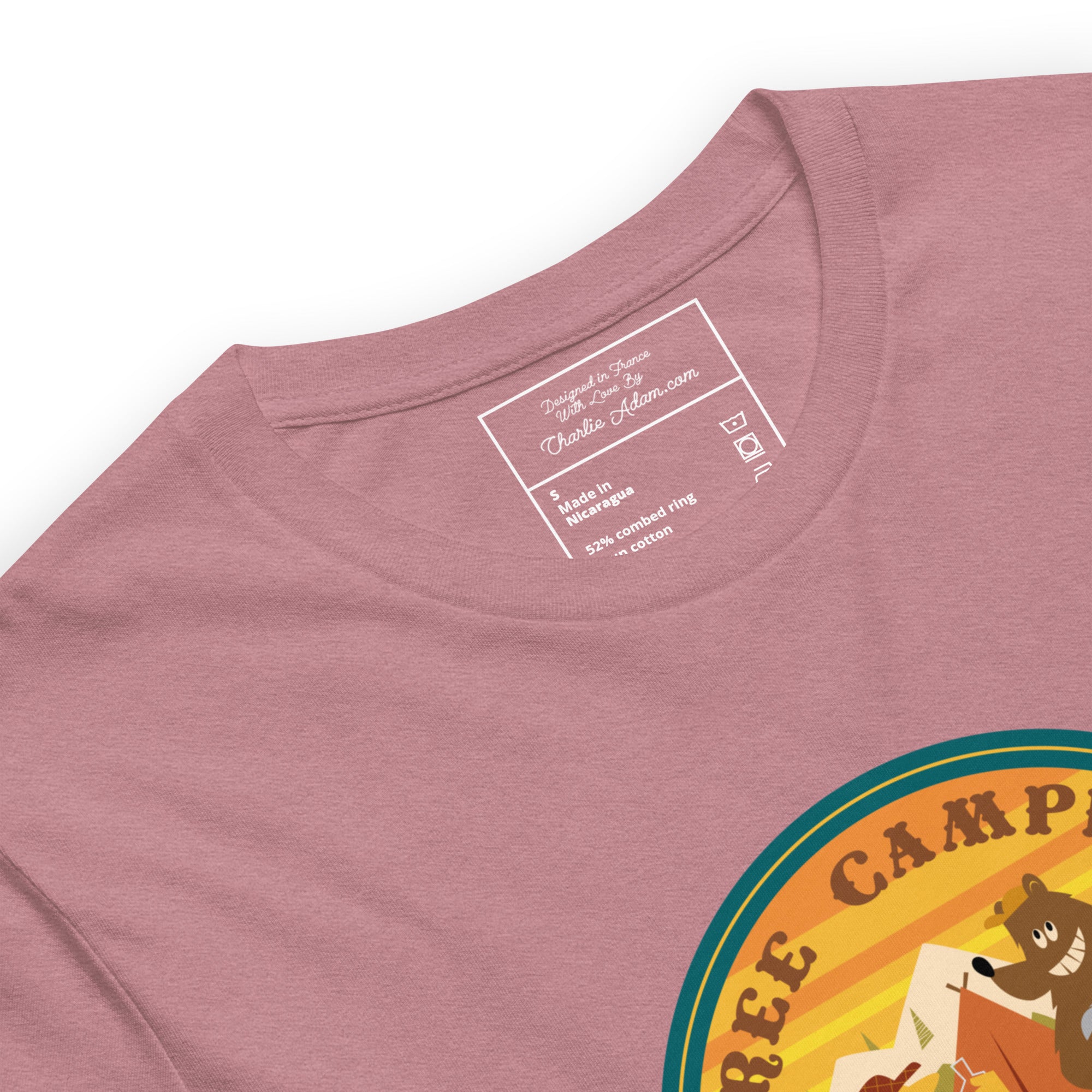 T-shirt en coton unisexe Free Camping is not a crime sur couleurs chinées vives