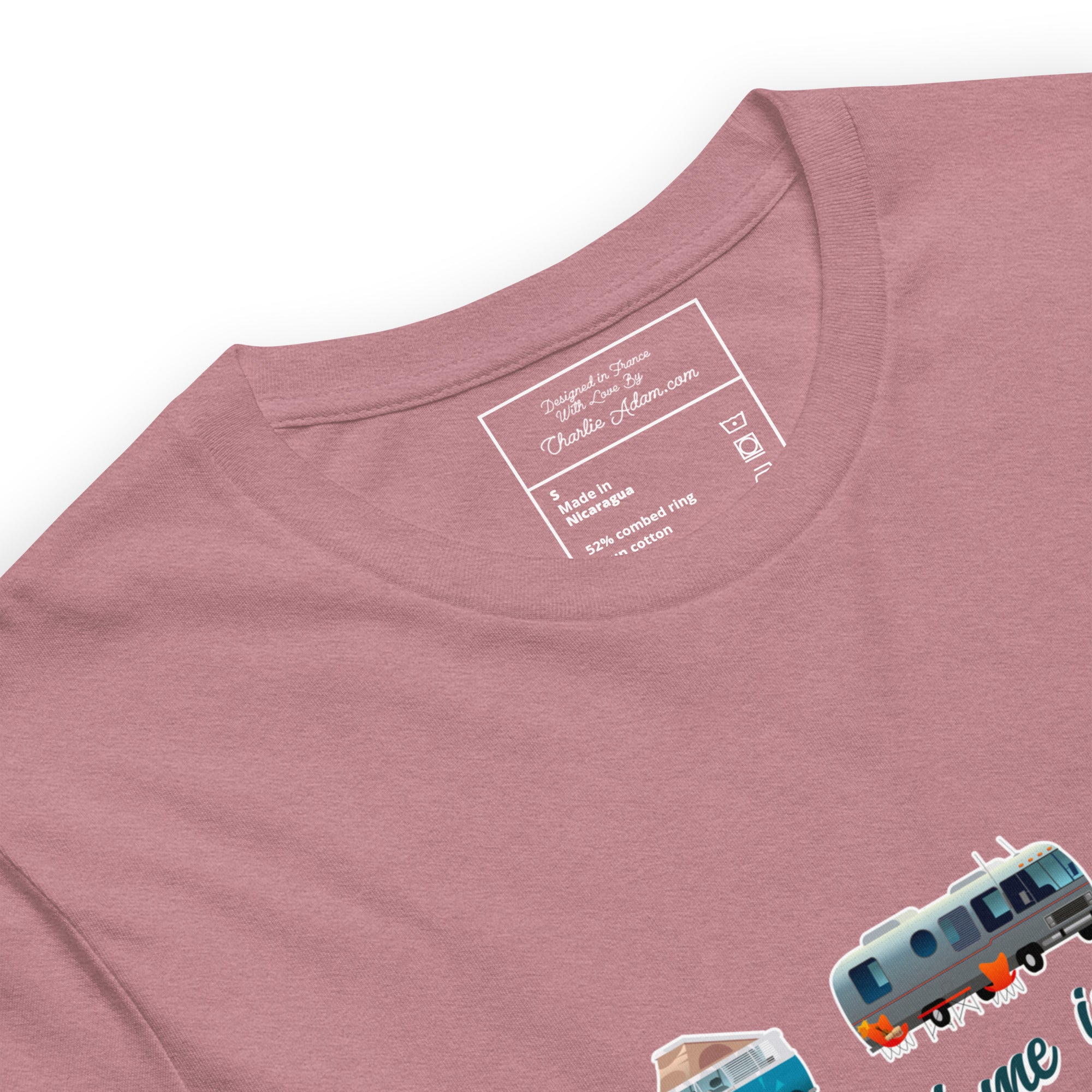 T-shirt en coton unisexe Square Vintage Campers sur couleurs chinées vives