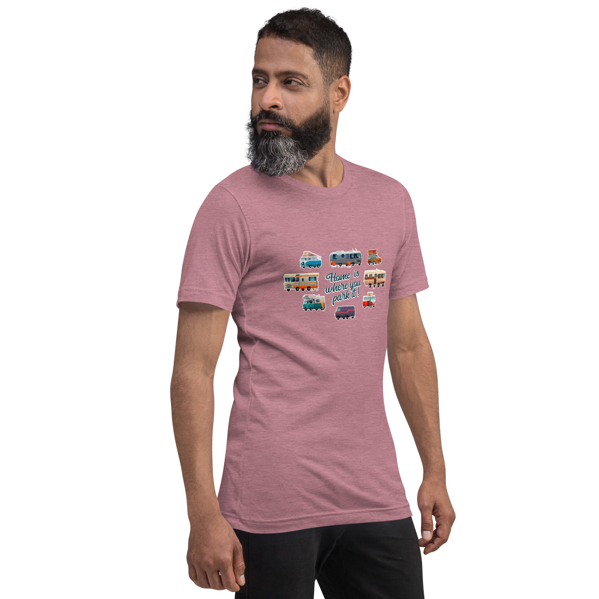 T-shirt en coton unisexe Square Vintage Campers sur couleurs chinées vives