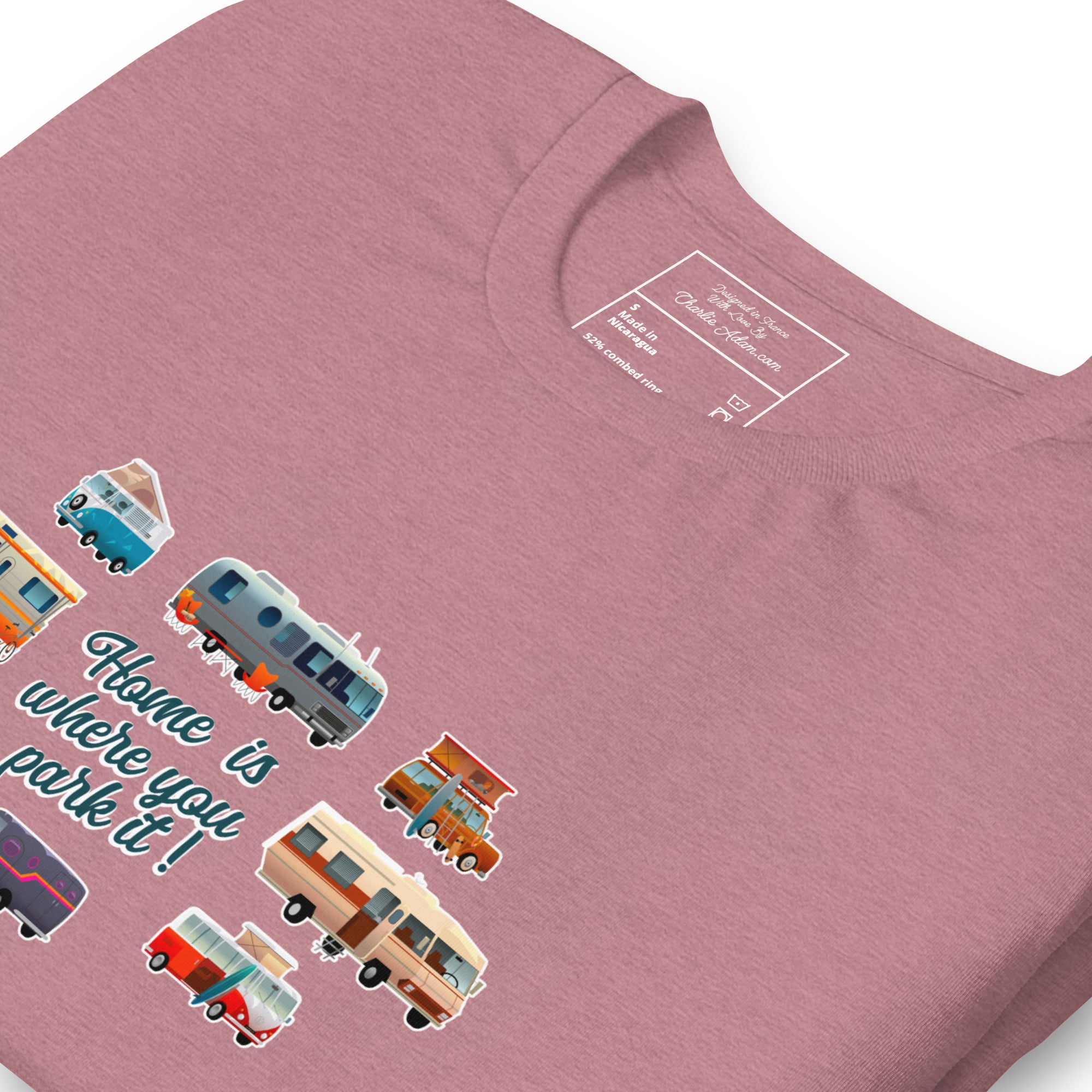 T-shirt en coton unisexe Square Vintage Campers sur couleurs chinées vives