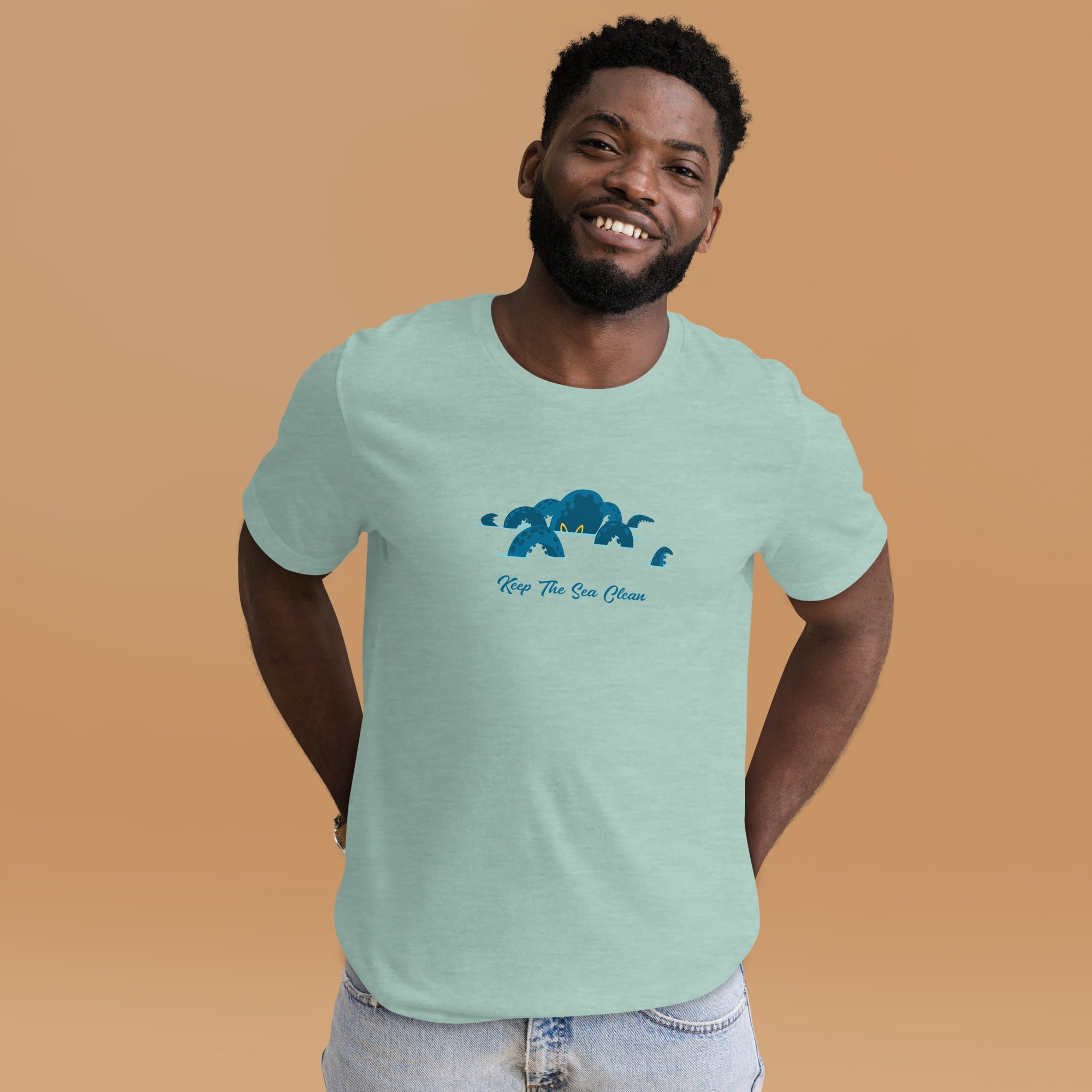 Unisex t-shirt Octopus Blue on light heather colors