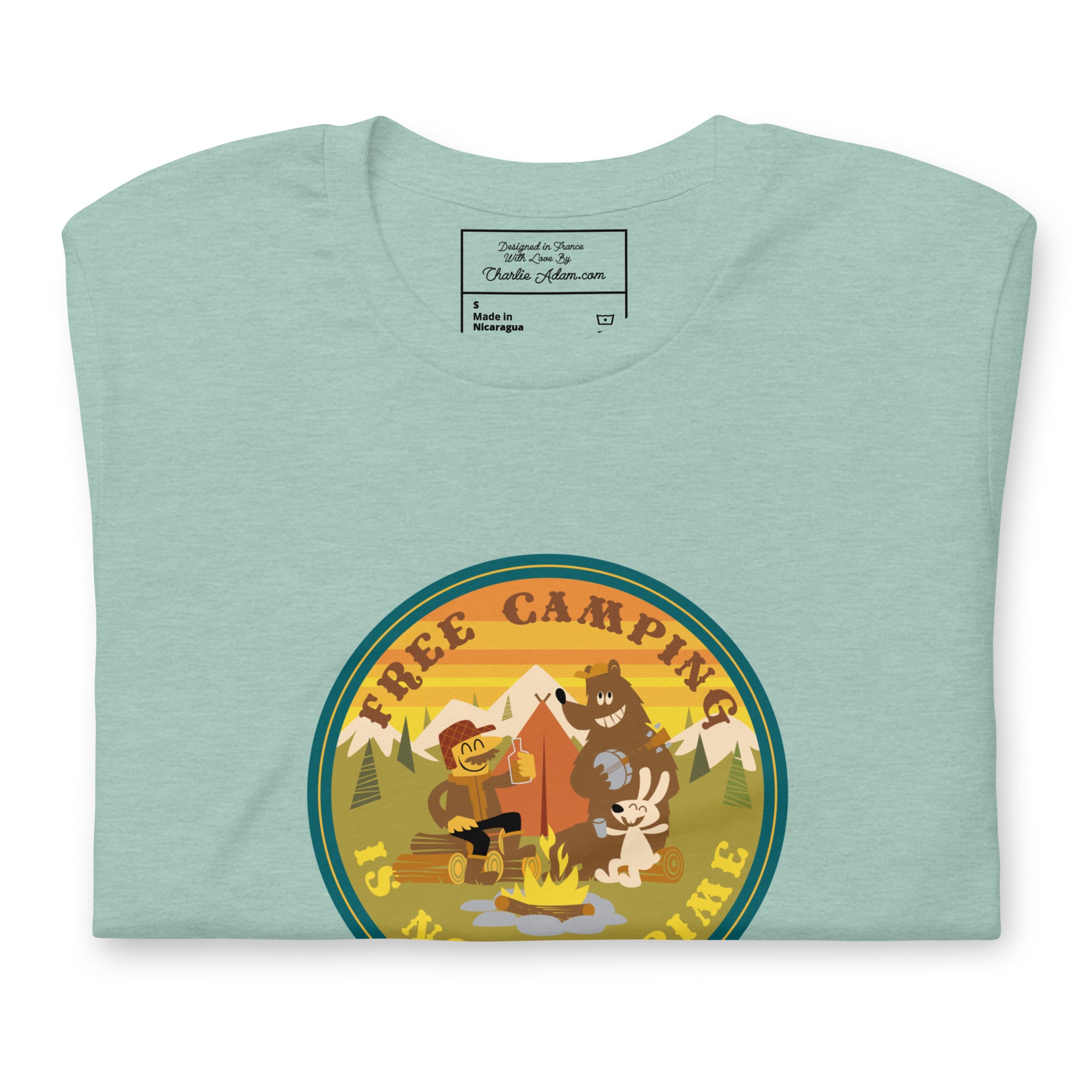 Unisex cotton t-shirt Free Camping is not a crime on light heather colors