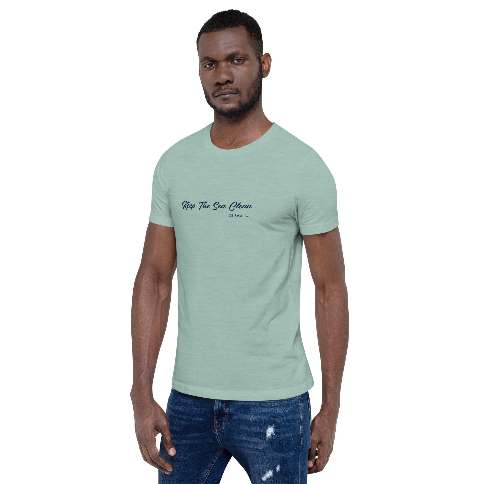 T-shirt en coton unisexe Keep The Sea Clean sur couleurs chinées claires