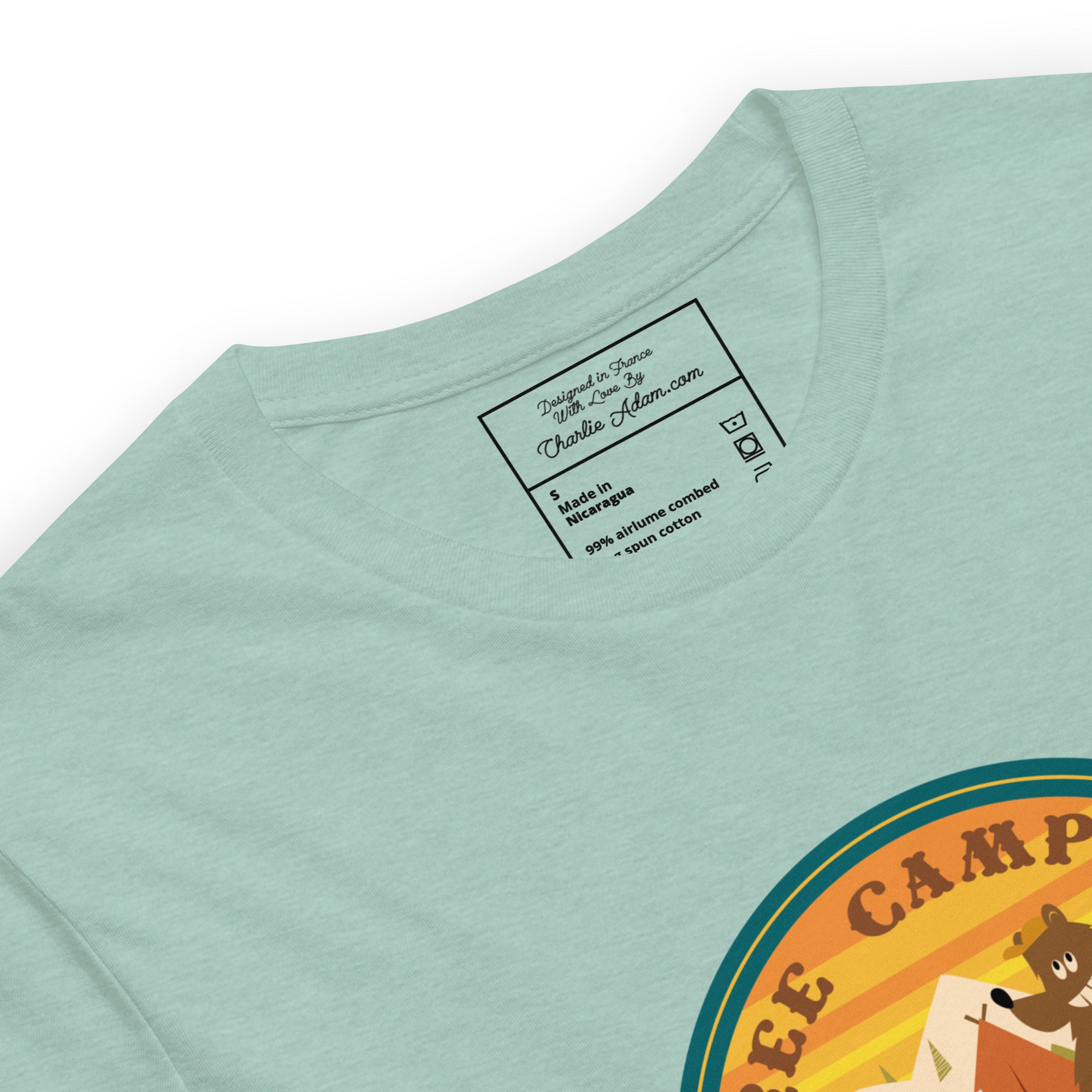 T-shirt en coton unisexe Free Camping is not a crime sur fonds chinés clairs