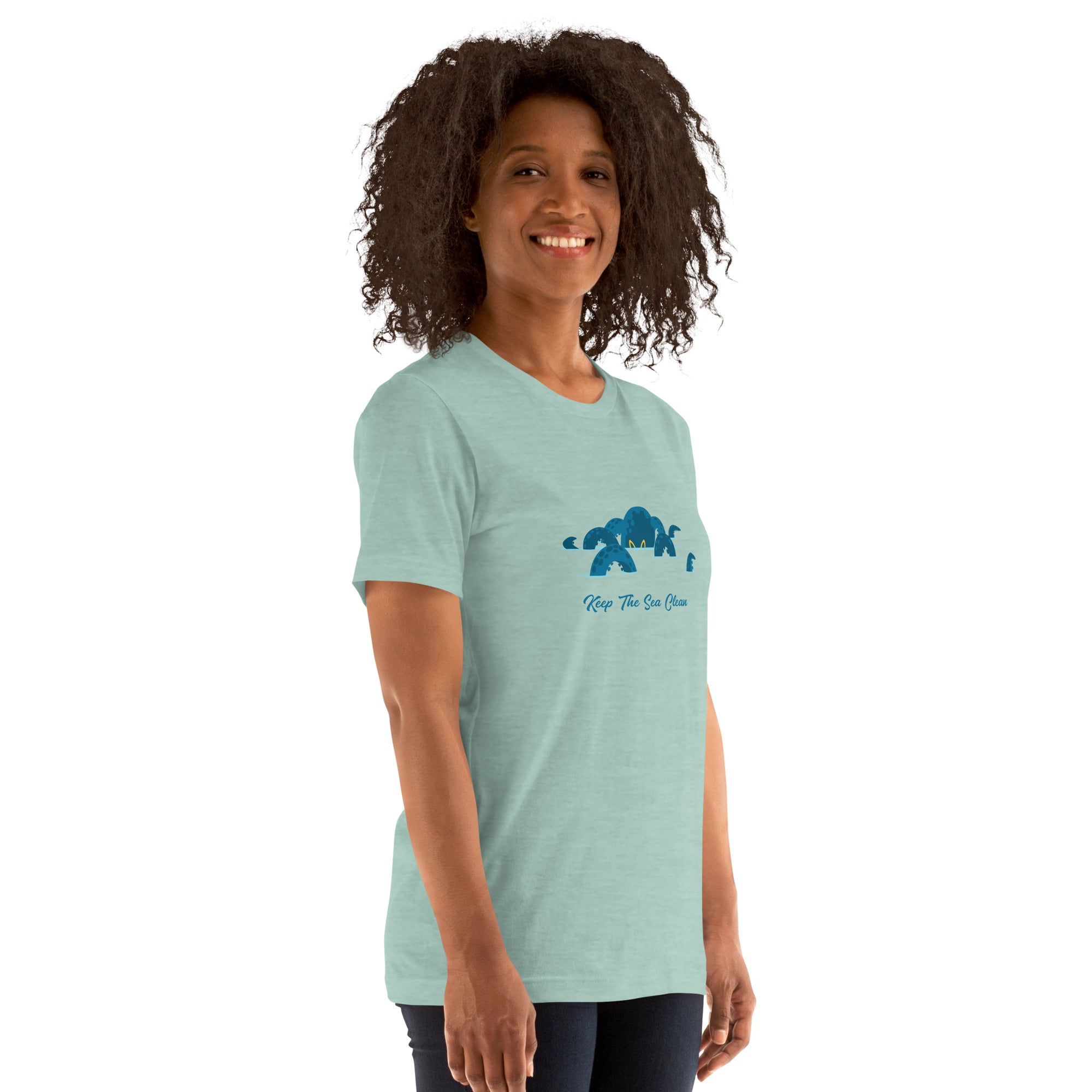 T-shirt en coton unisexe Octopus Blue sur couleurs chinées claires