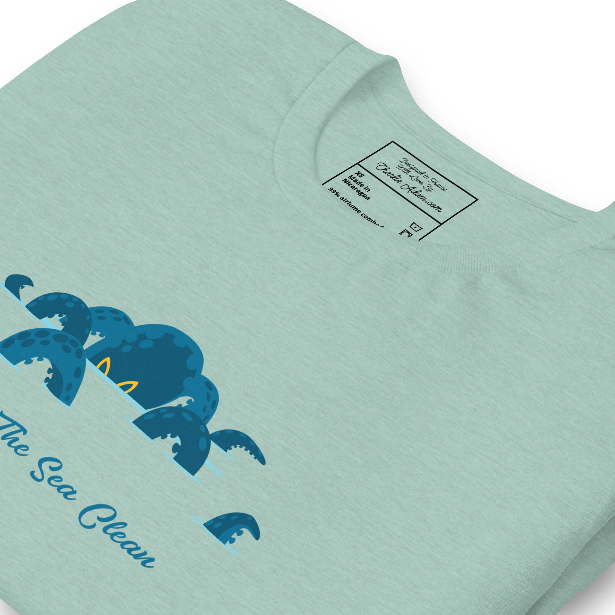 Unisex t-shirt Octopus Blue on light heather colors