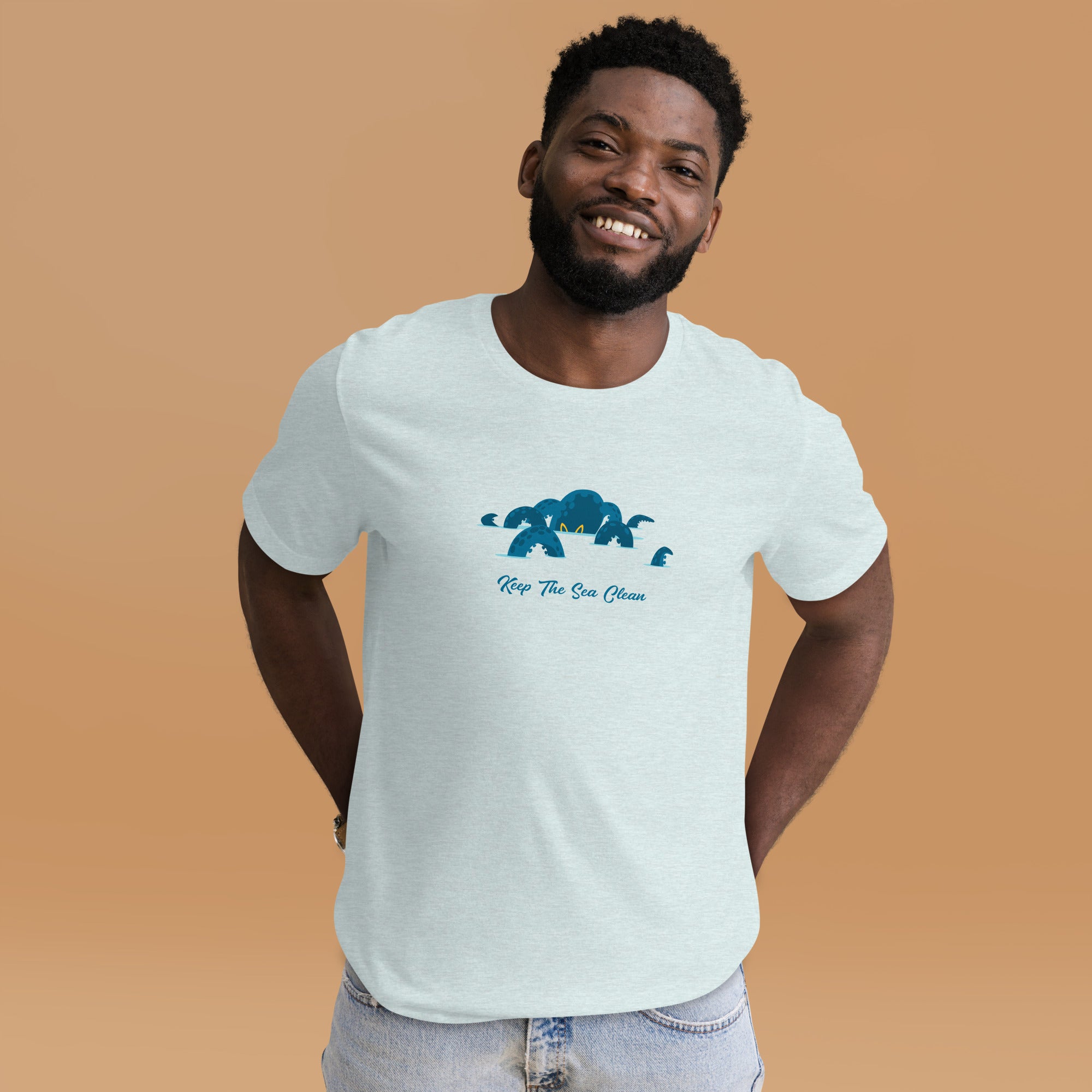 Unisex t-shirt Octopus Blue on light heather colors