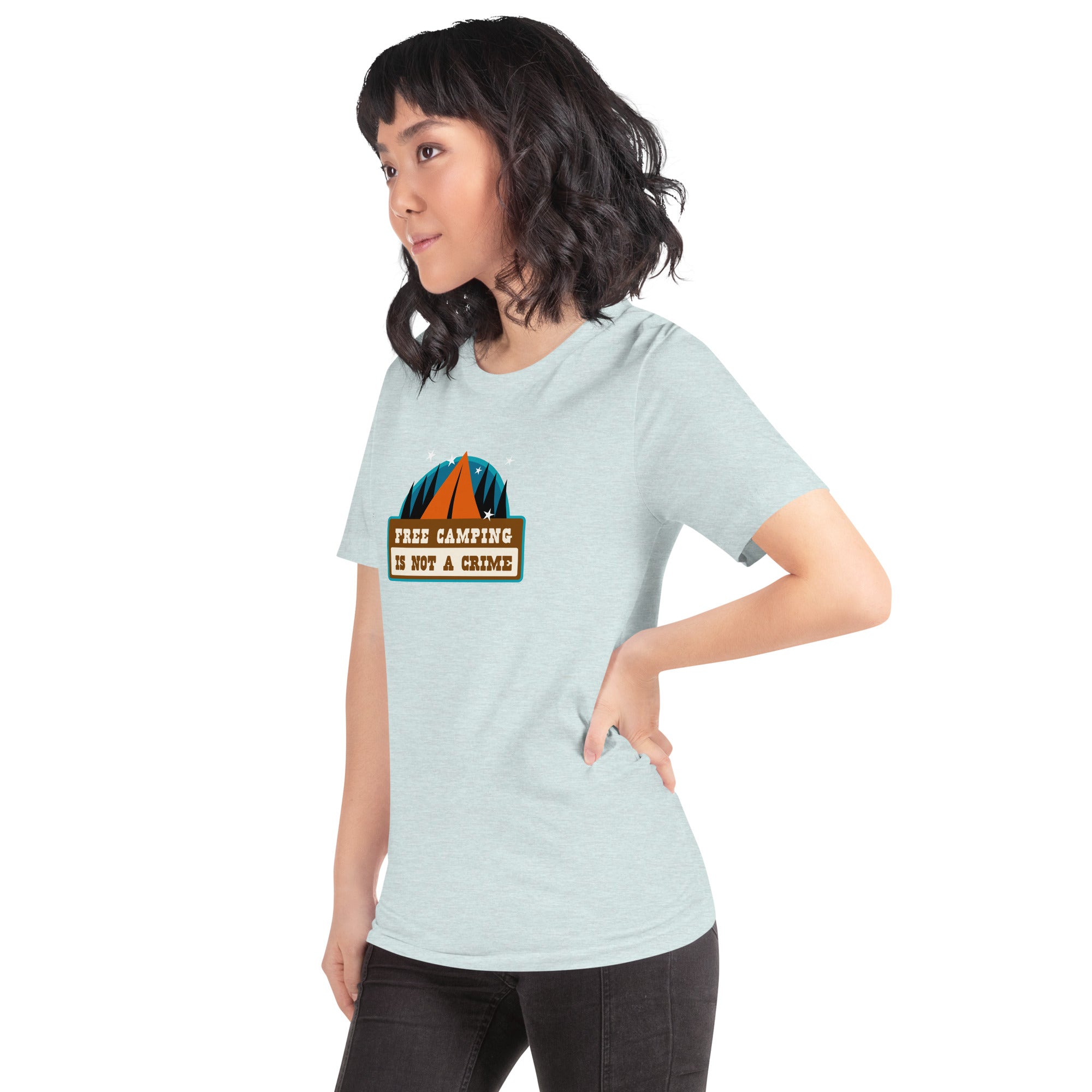 Unisex t-shirt Free camping is not a crime on light heather colors