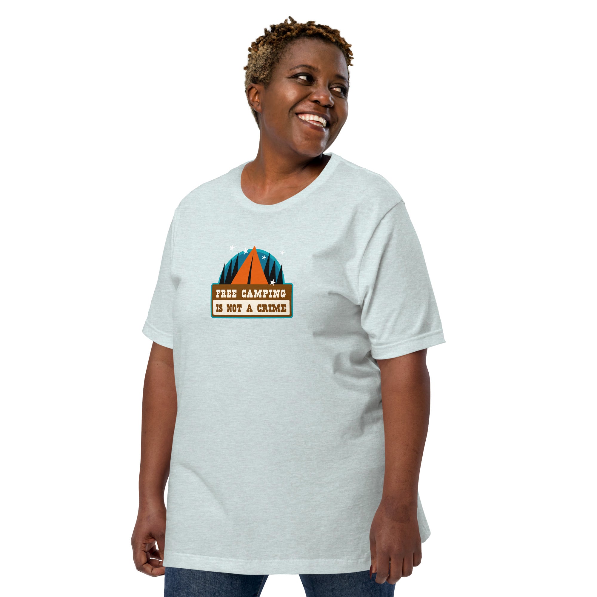 Unisex t-shirt Free camping is not a crime on light heather colors