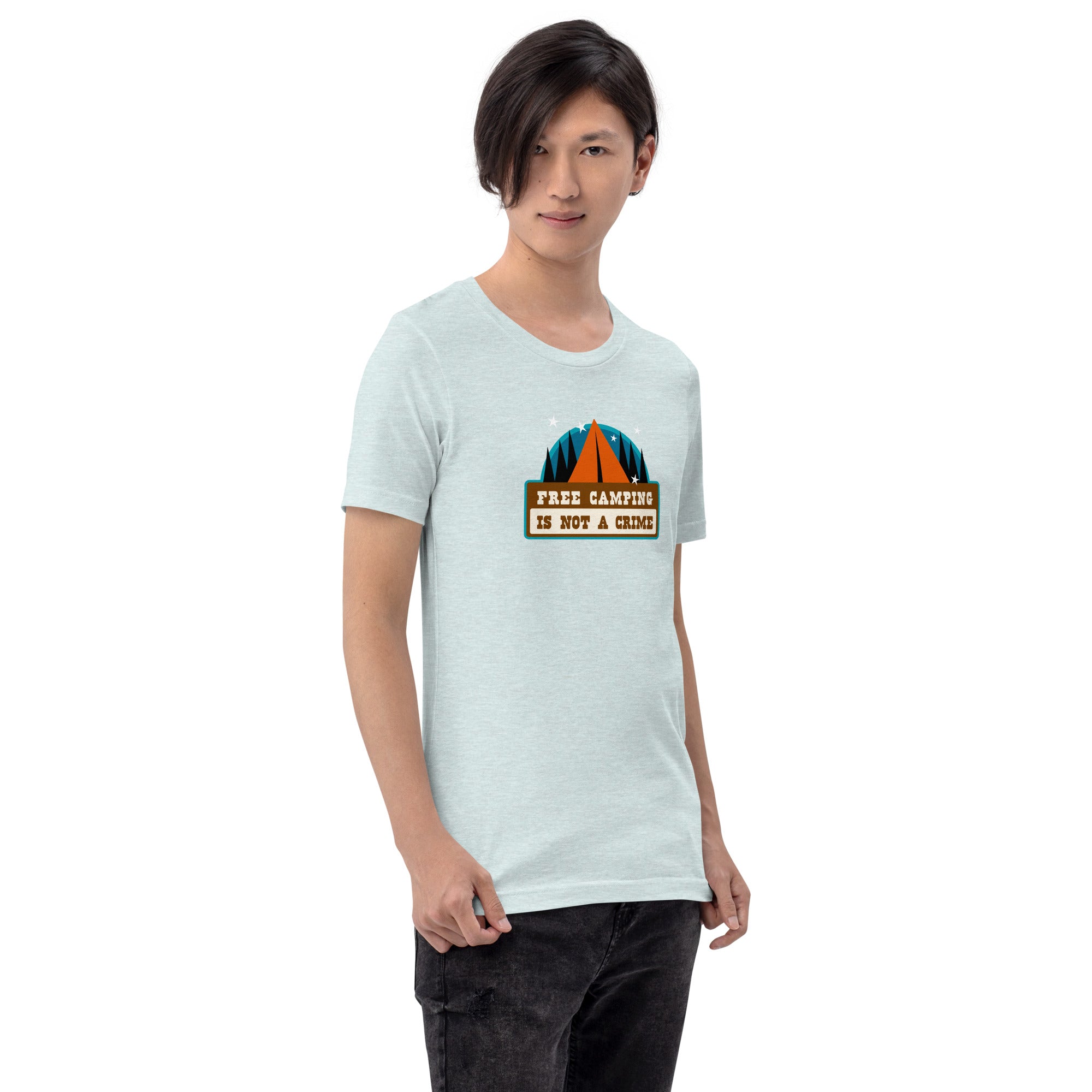 Unisex t-shirt Free camping is not a crime on light heather colors