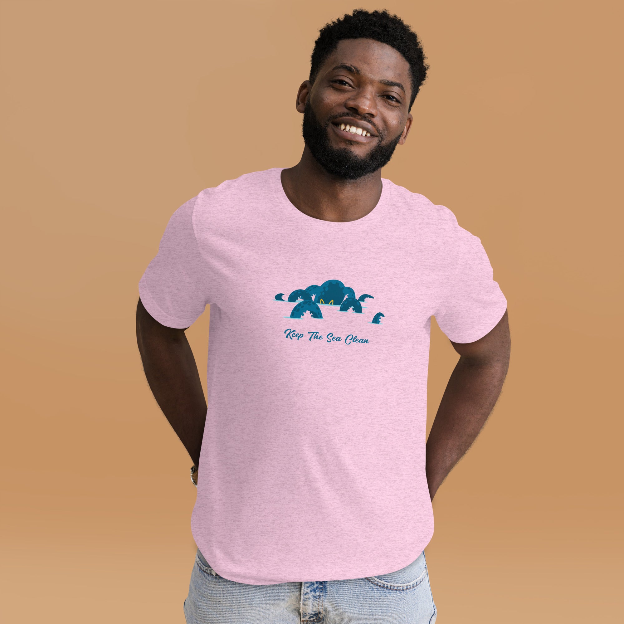 Unisex t-shirt Octopus Blue on light heather colors