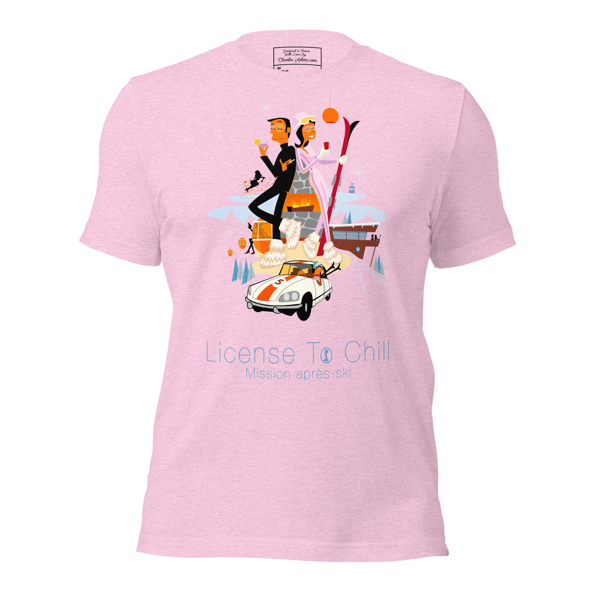 T-shirt en coton unisexe License To Chill Mission Après-Ski sur couleurs chinées claires