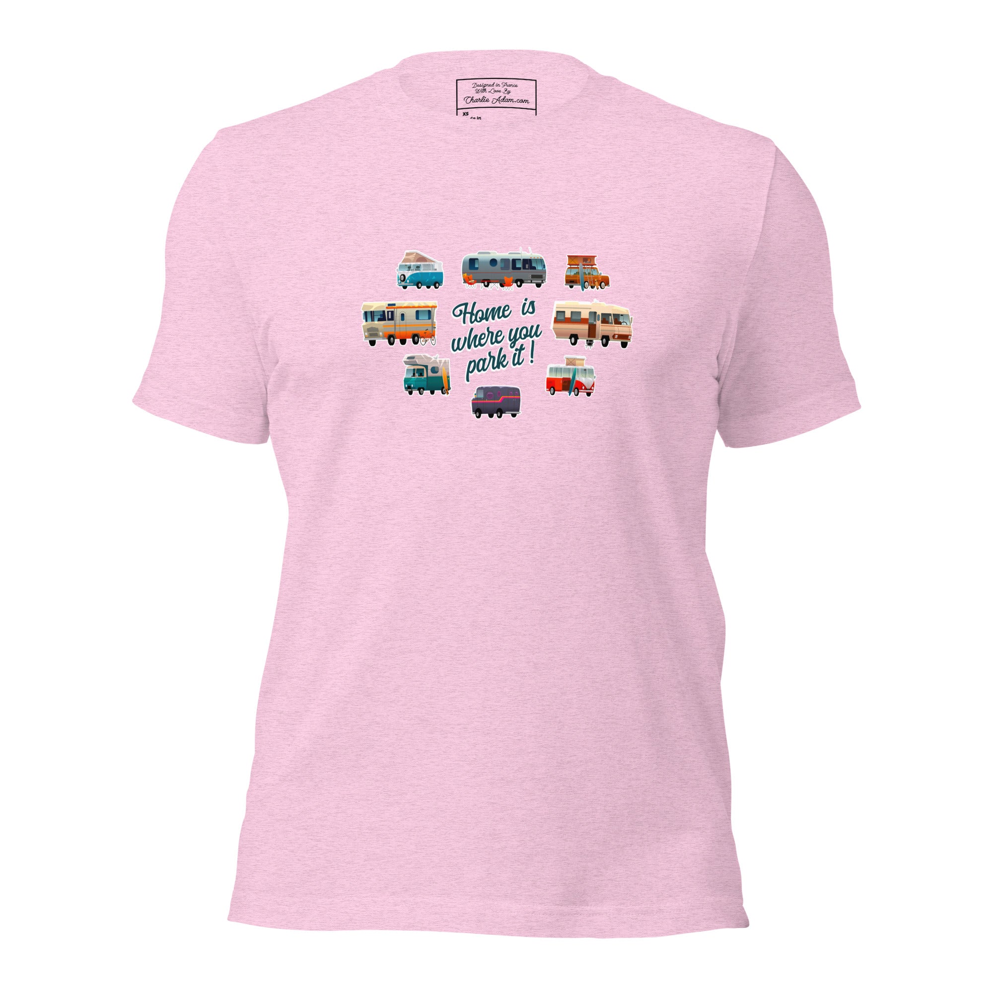 T-shirt en coton unisexe Square Vintage Campers sur couleurs chinées claires