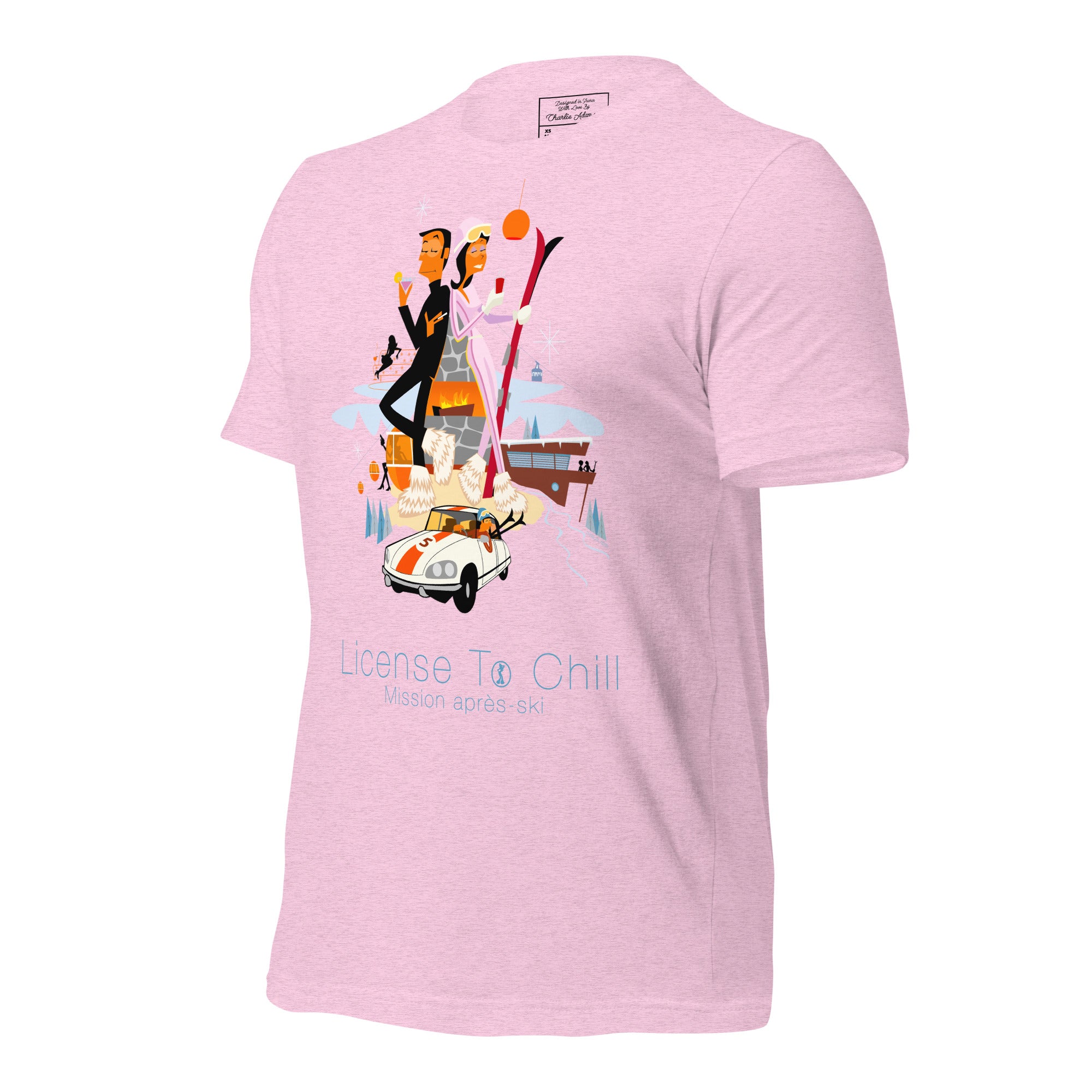 T-shirt en coton unisexe License To Chill Mission Après-Ski sur couleurs chinées claires