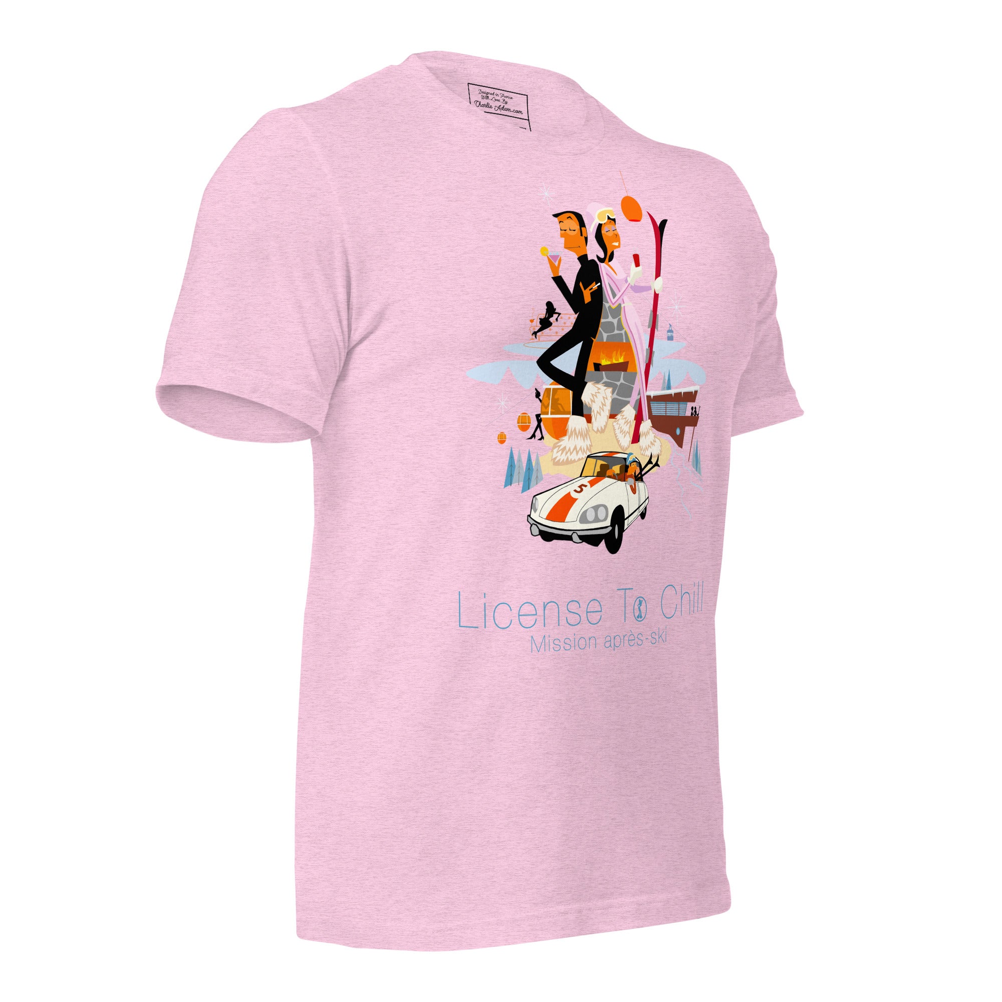 T-shirt en coton unisexe License To Chill Mission Après-Ski sur couleurs chinées claires