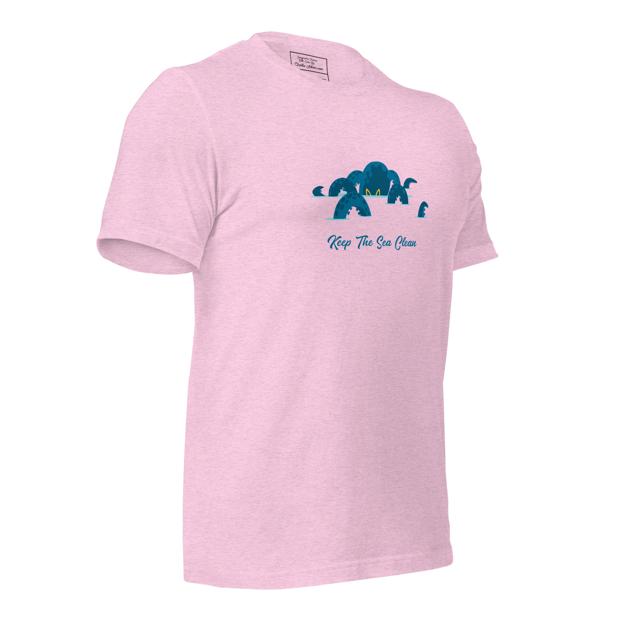 T-shirt en coton unisexe Octopus Blue sur couleurs chinées claires