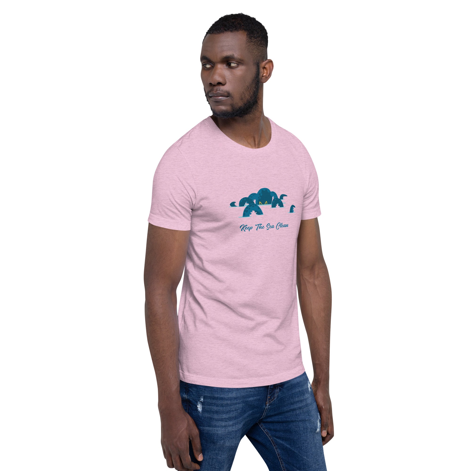 T-shirt en coton unisexe Octopus Blue sur couleurs chinées claires