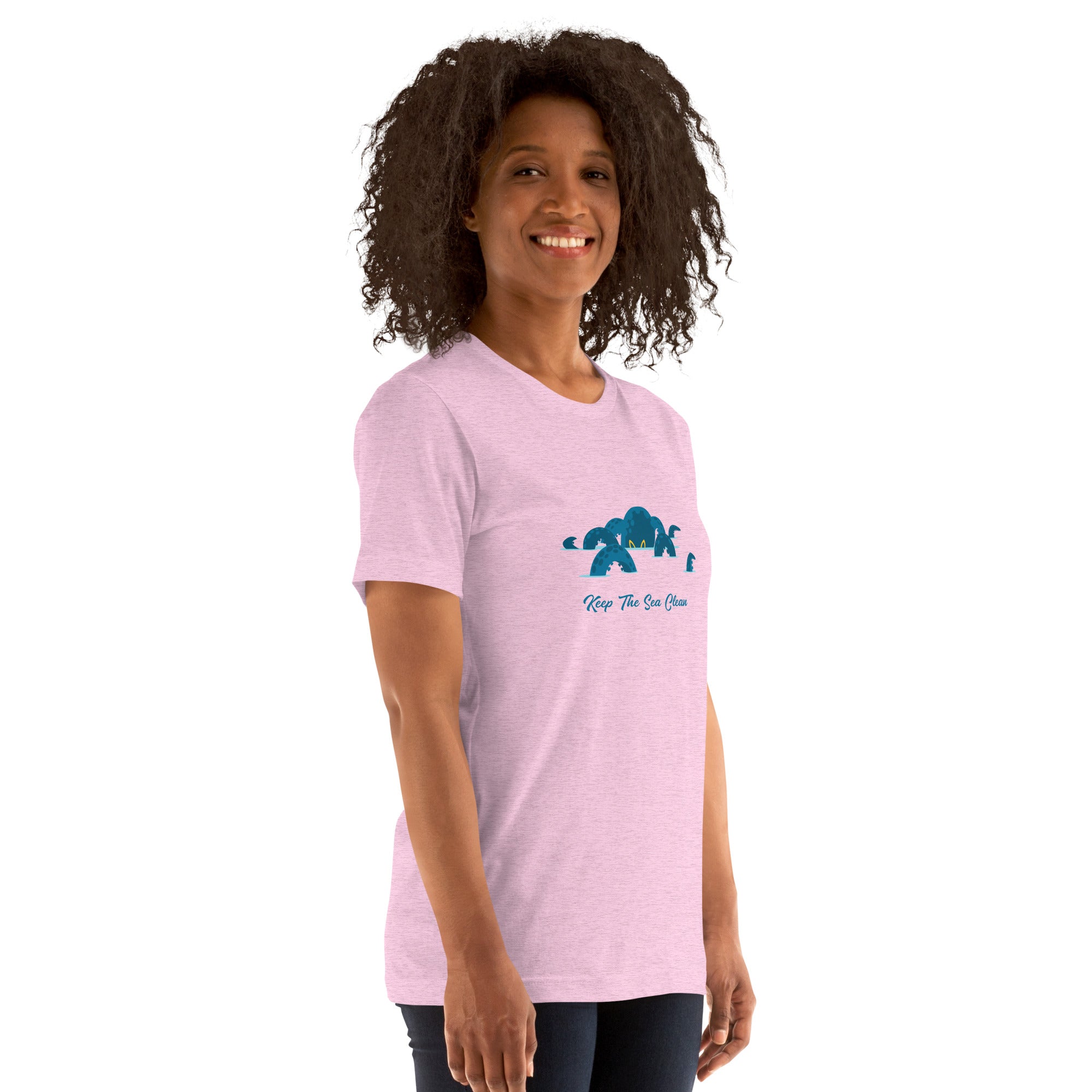 T-shirt en coton unisexe Octopus Blue sur couleurs chinées claires