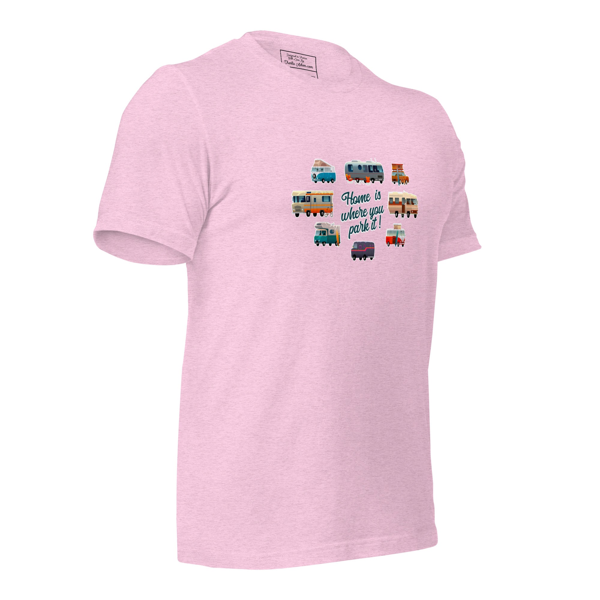 T-shirt en coton unisexe Square Vintage Campers sur couleurs chinées claires