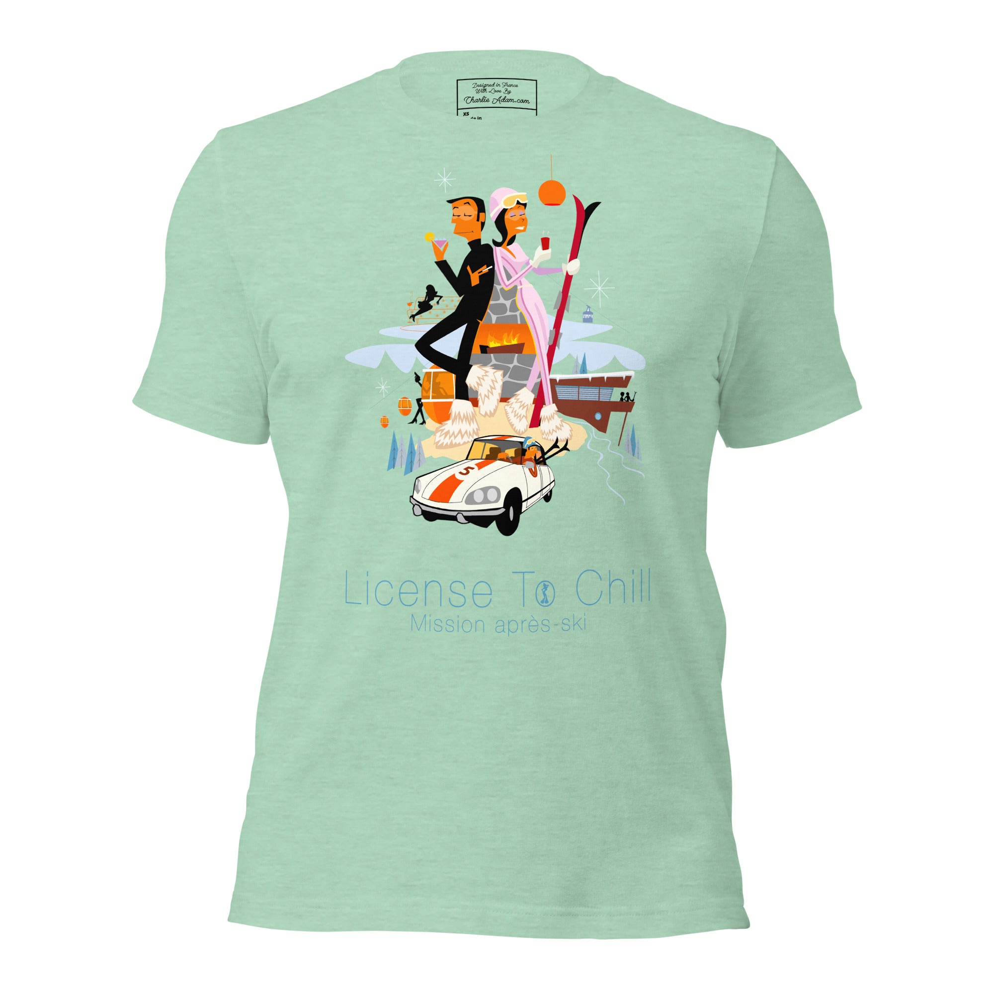 T-shirt en coton unisexe License To Chill Mission Après-Ski sur couleurs chinées claires