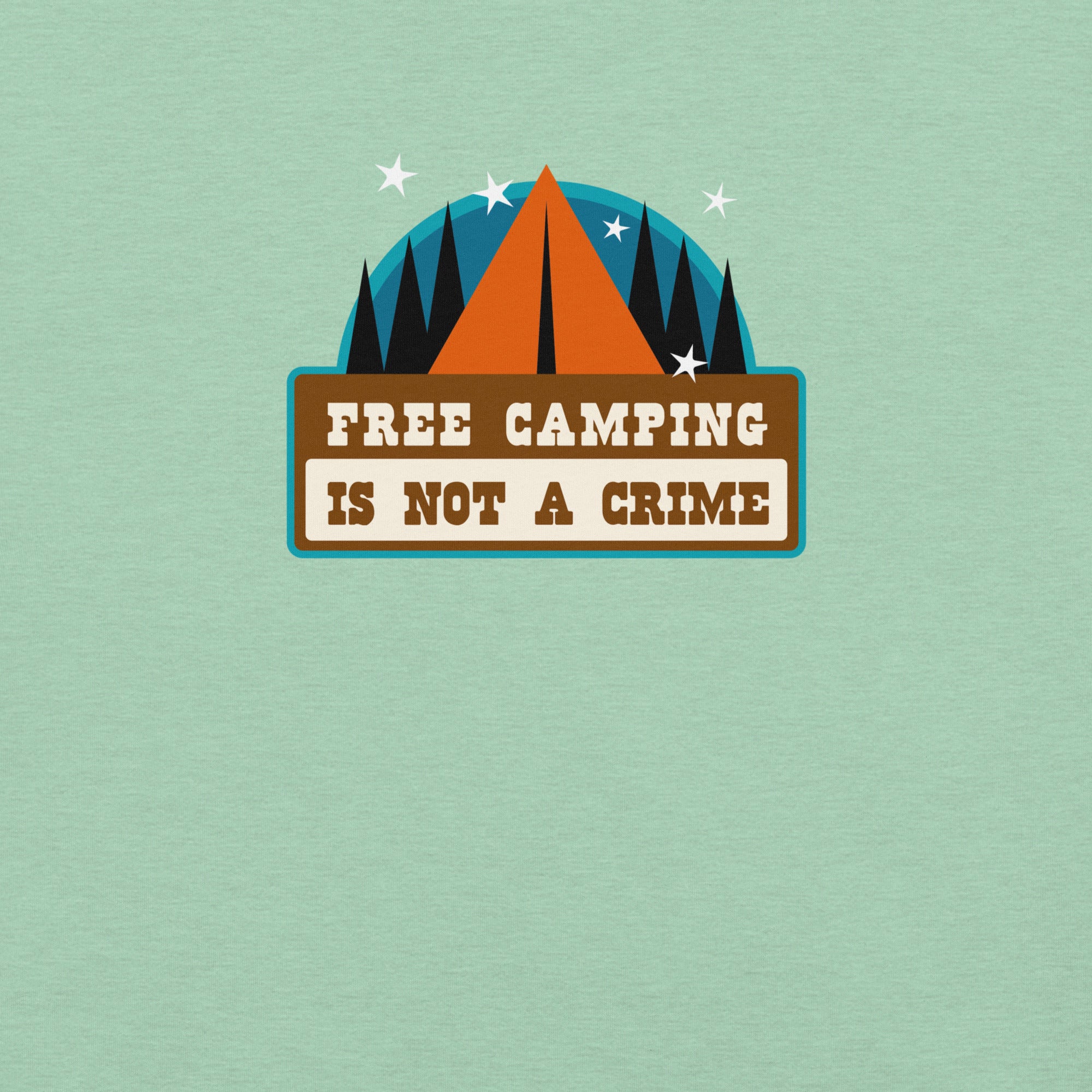 T-shirt en coton unisexe Free camping is not a crime sur couleurs chinées claires