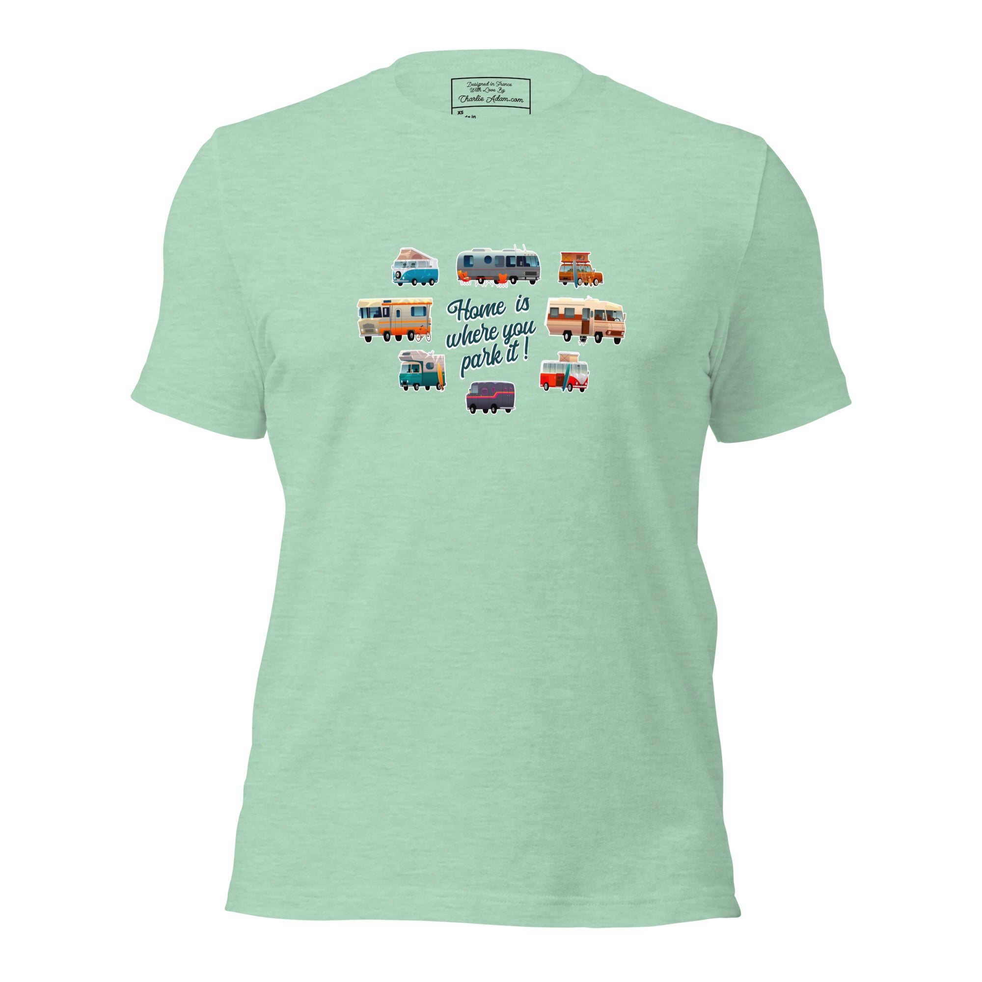 T-shirt en coton unisexe Square Vintage Campers sur couleurs chinées claires