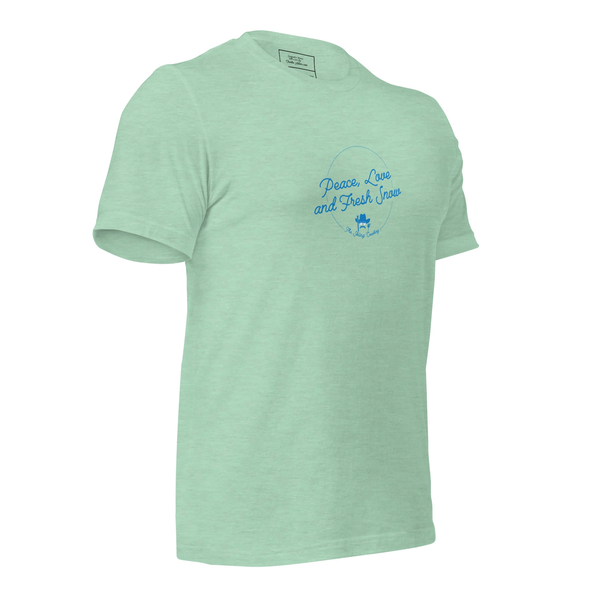 Unisex t-shirt Peace, Love and Fresh Snow on light heather colors