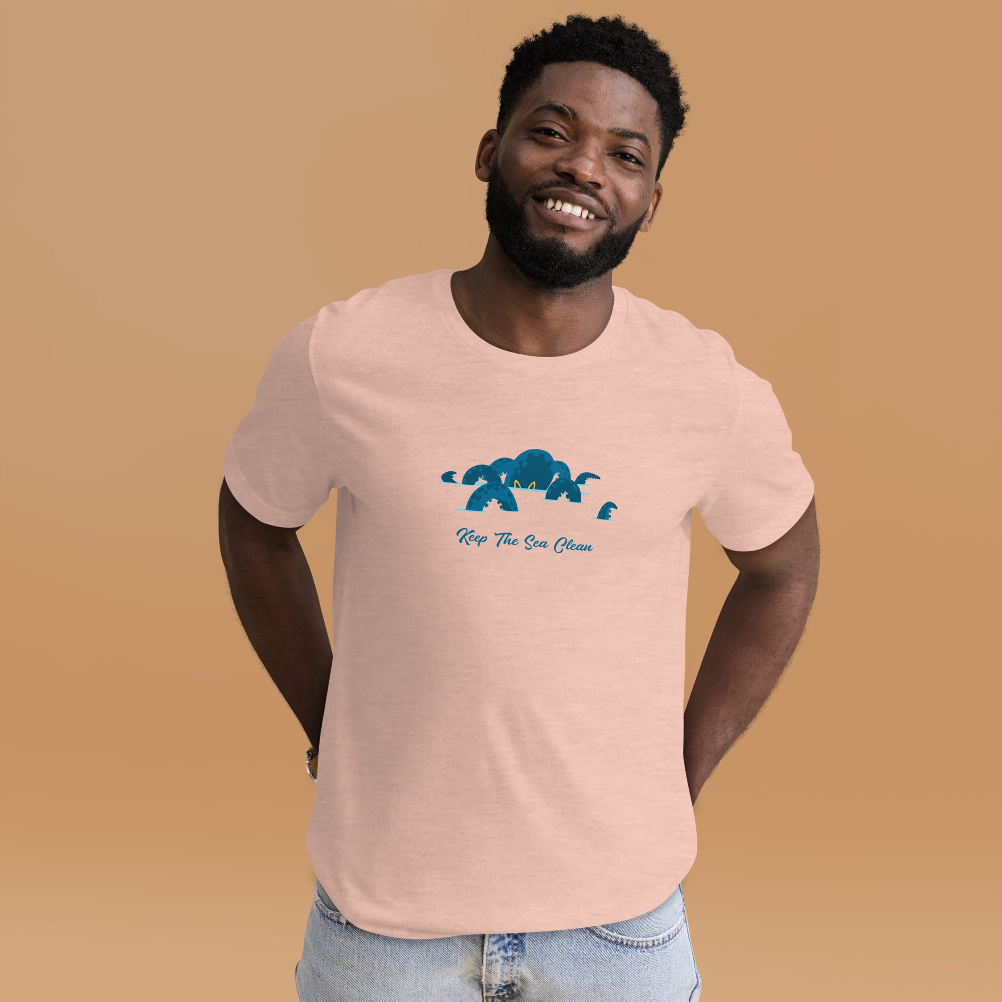 Unisex t-shirt Octopus Blue on light heather colors