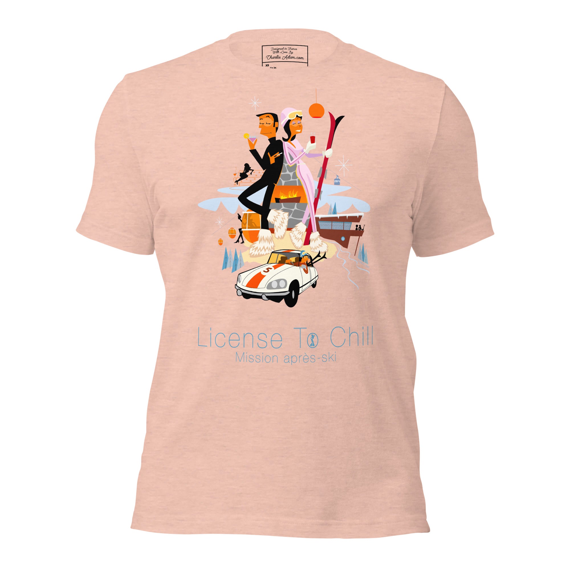 T-shirt en coton unisexe License To Chill Mission Après-Ski sur couleurs chinées claires