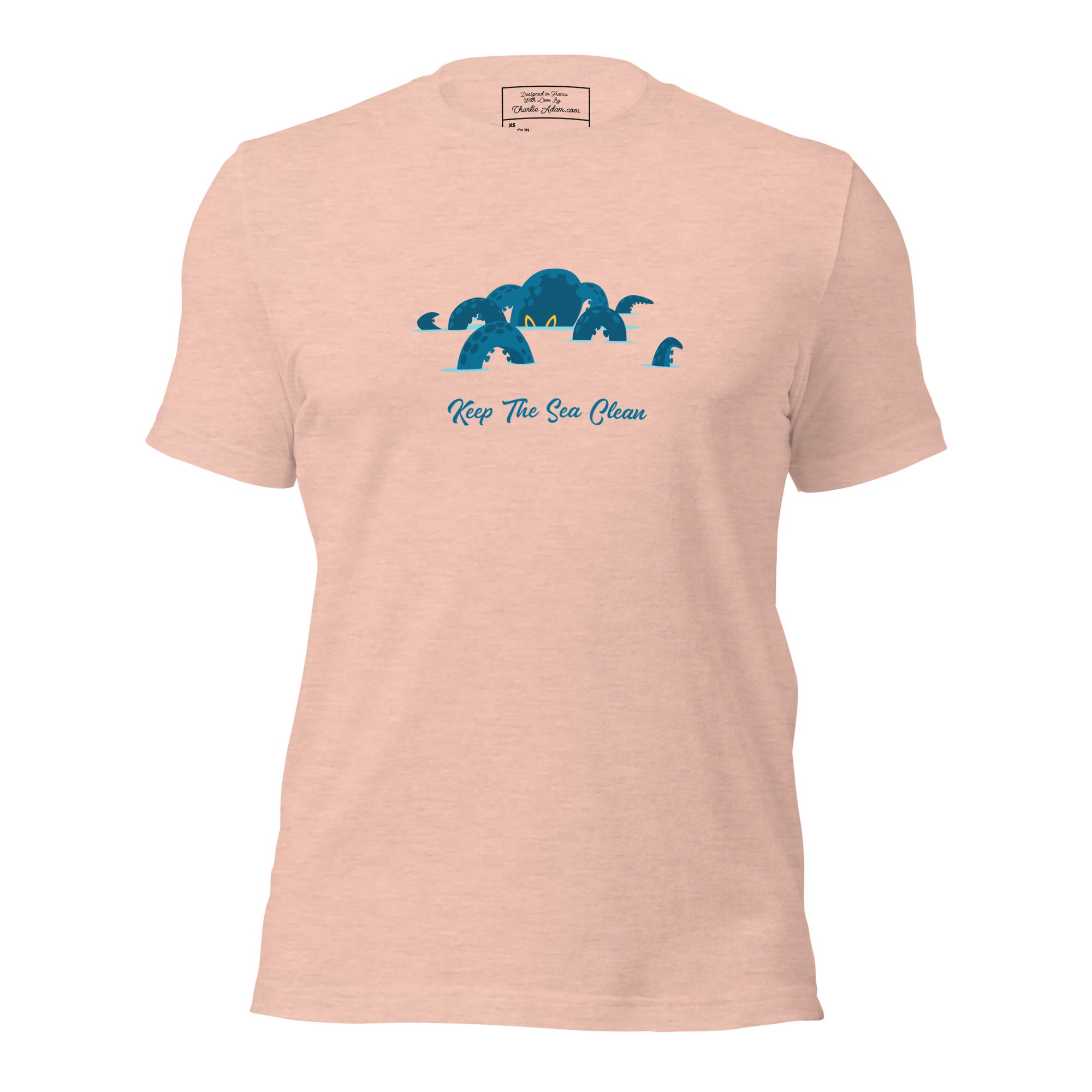 T-shirt en coton unisexe Octopus Blue sur couleurs chinées claires