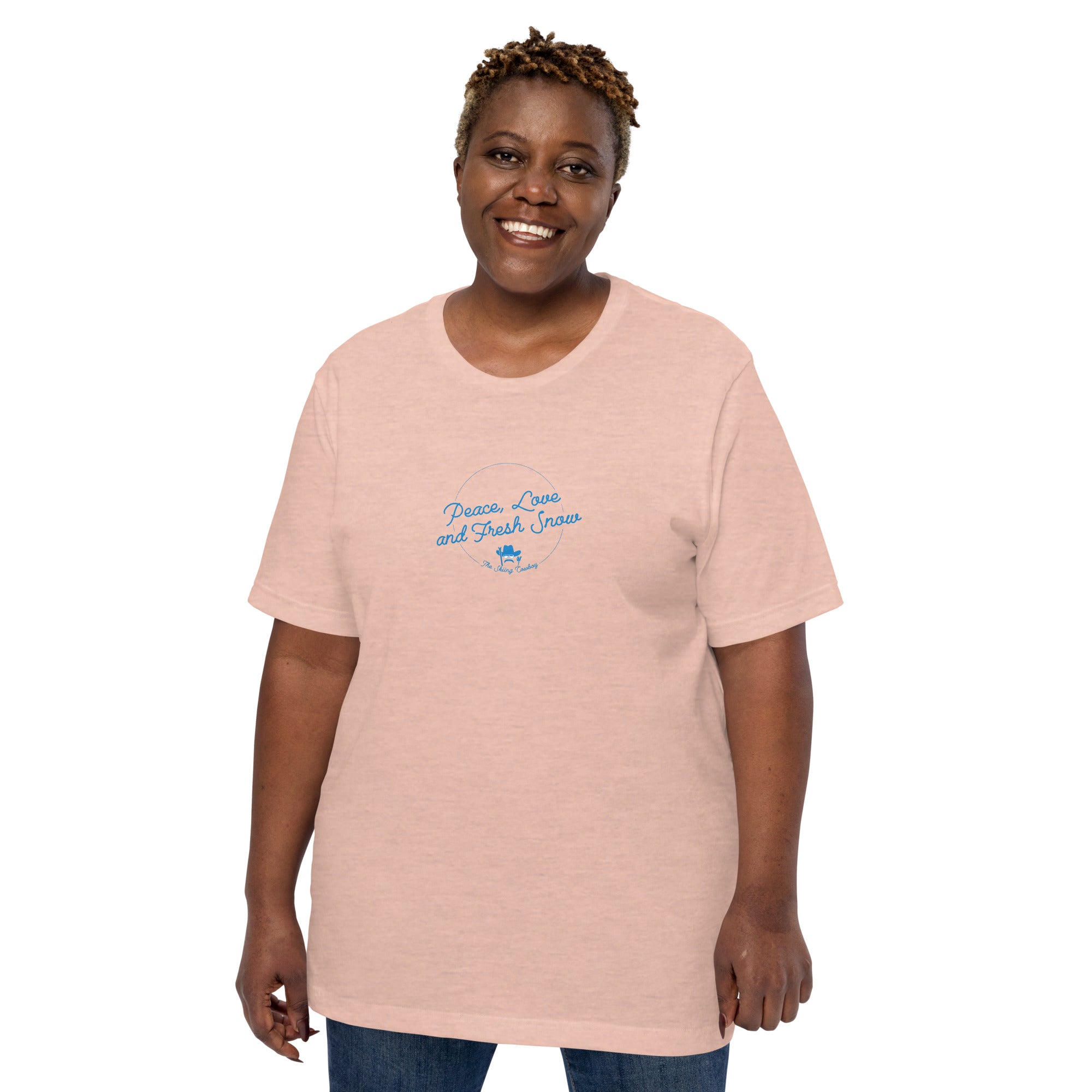 Unisex t-shirt Peace, Love and Fresh Snow on light heather colors