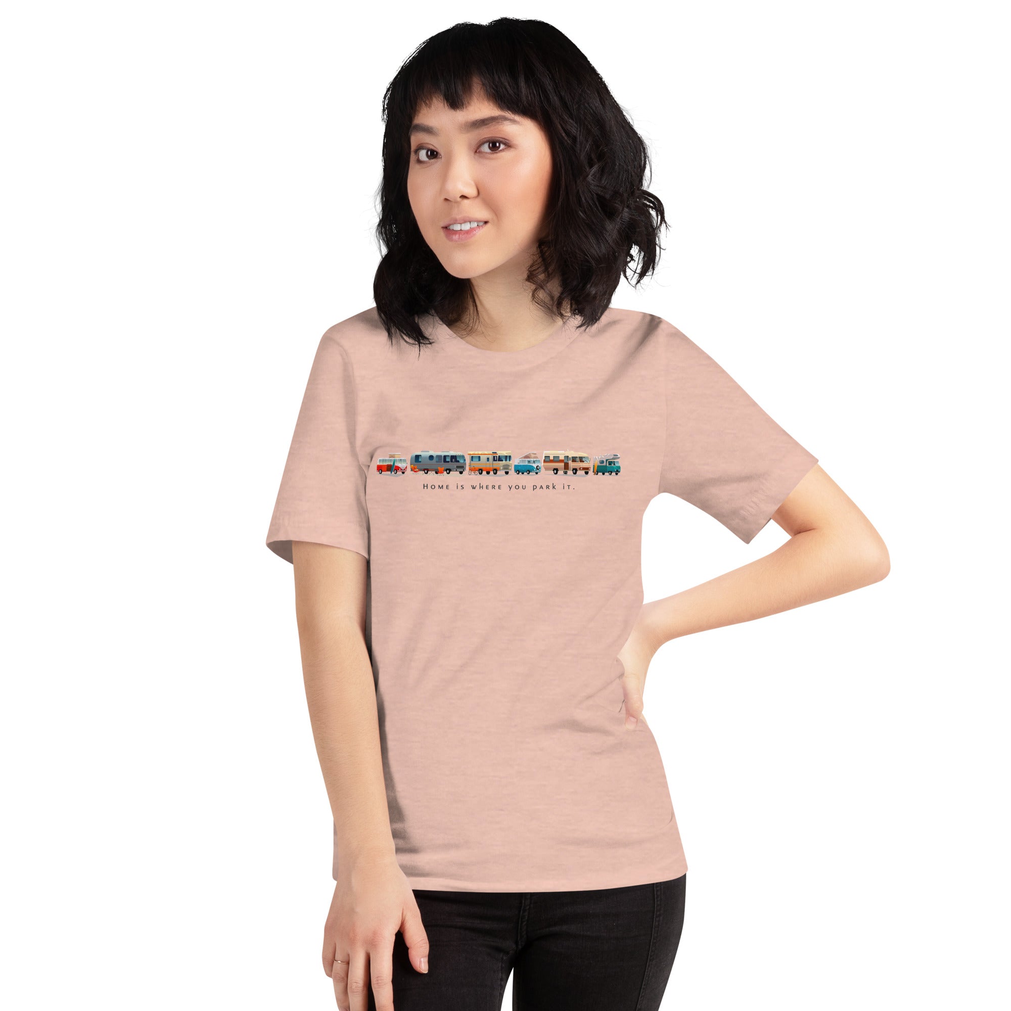 T-shirt en coton unisexe Vintage Campers sur couleurs chinées claires