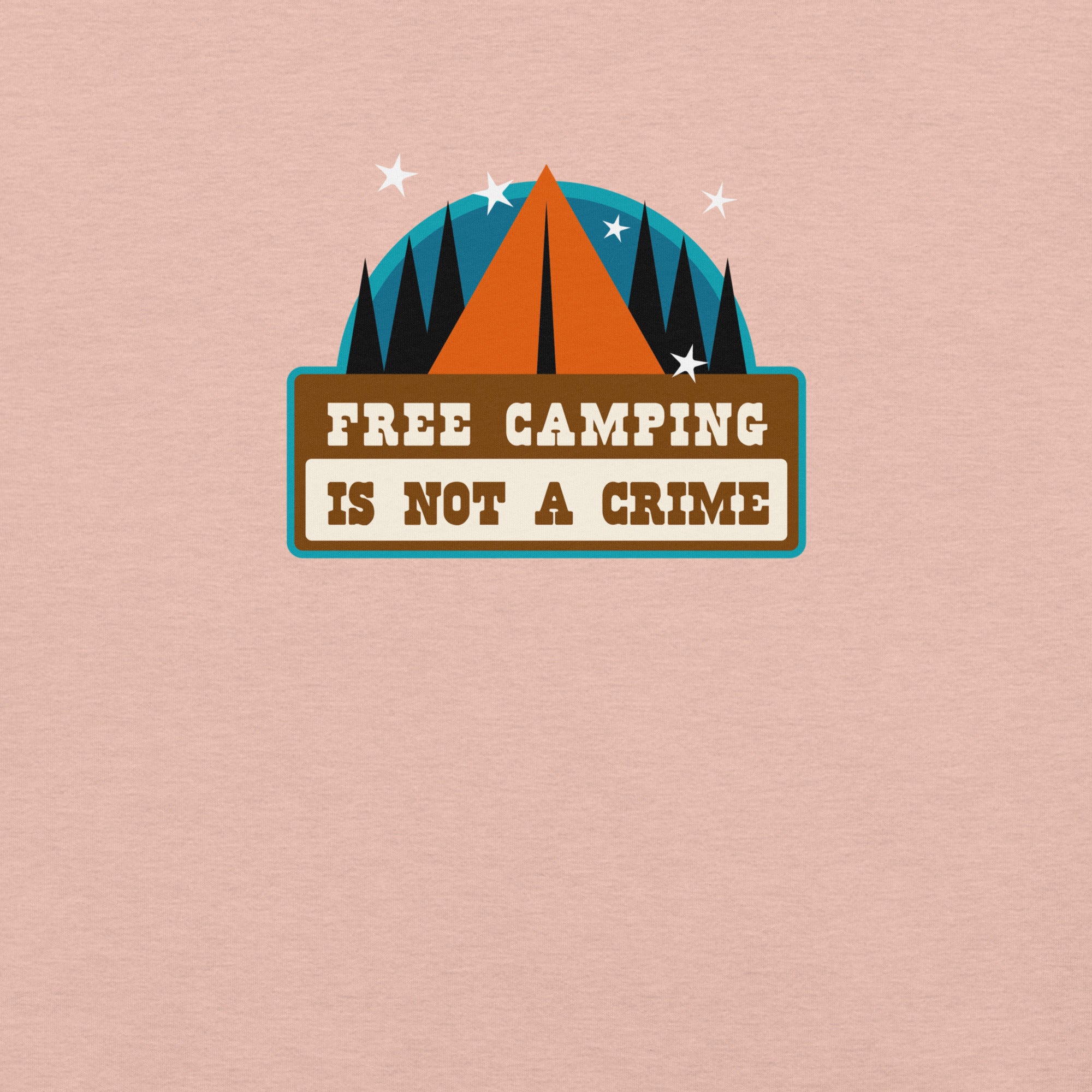 T-shirt en coton unisexe Free camping is not a crime sur couleurs chinées claires