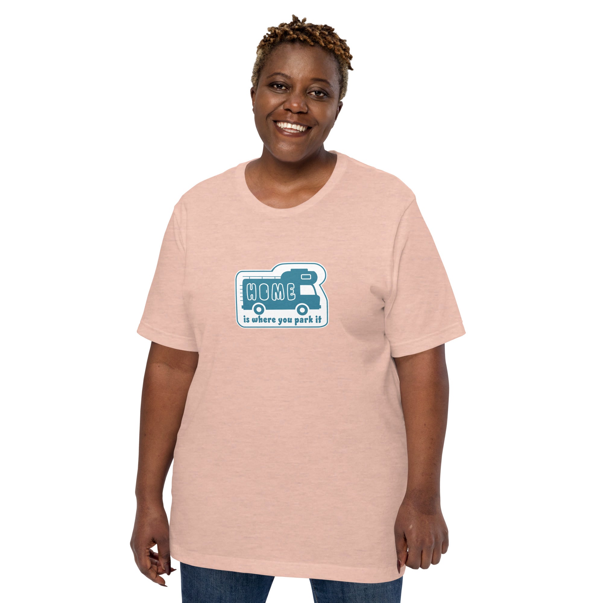 T-shirt en coton unisexe Bold Camper Van sur couleurs chinées claires