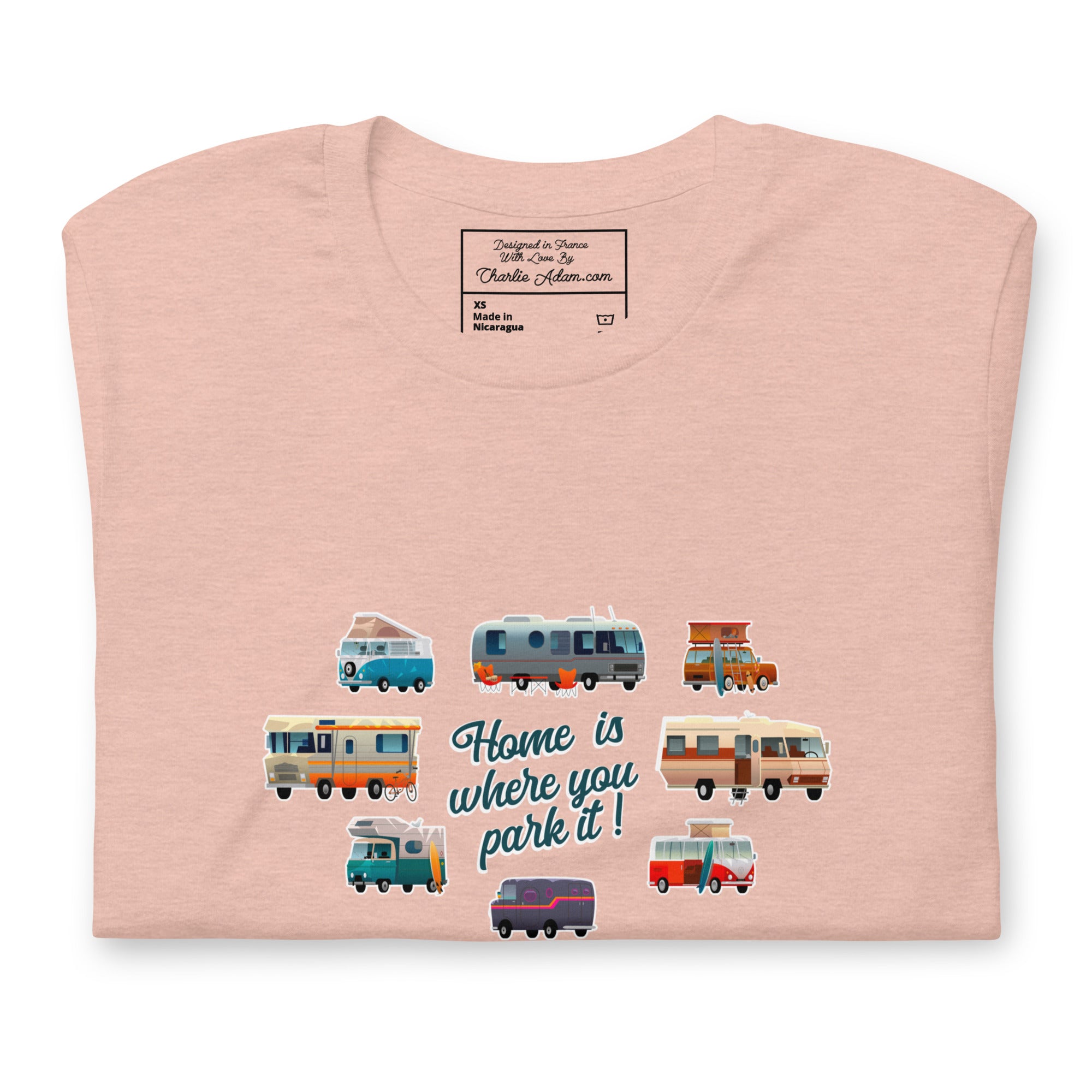 T-shirt en coton unisexe Square Vintage Campers sur couleurs chinées claires