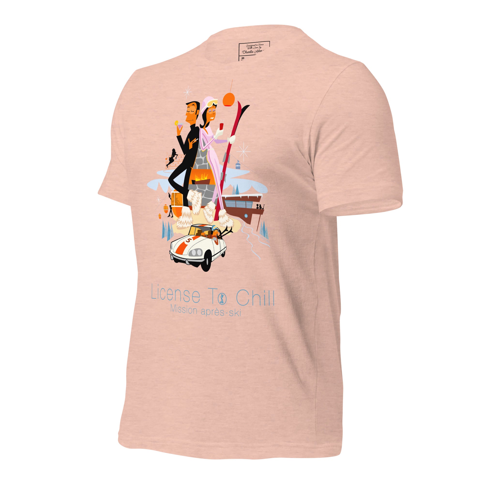 T-shirt en coton unisexe License To Chill Mission Après-Ski sur couleurs chinées claires