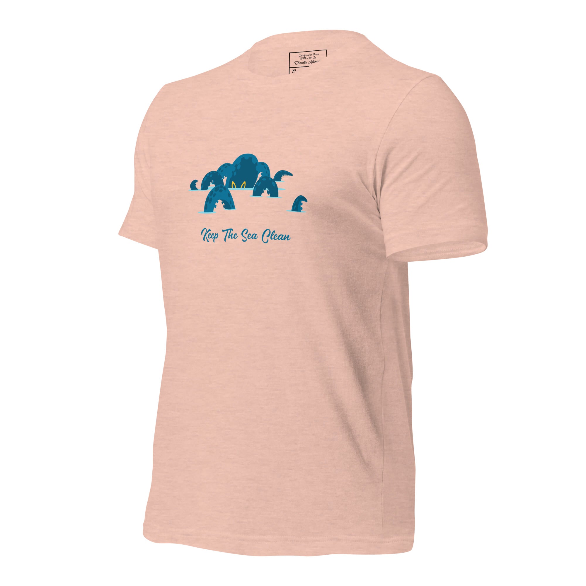 T-shirt en coton unisexe Octopus Blue sur couleurs chinées claires