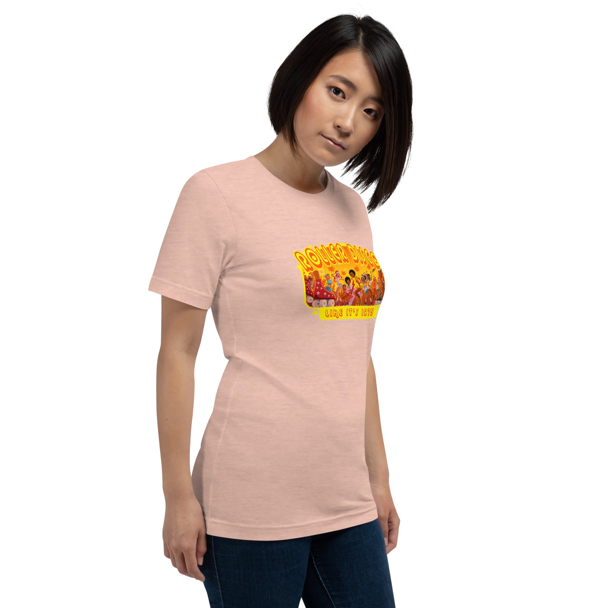 Unisex t-shirt Roller Disco 1975 on light heather colors