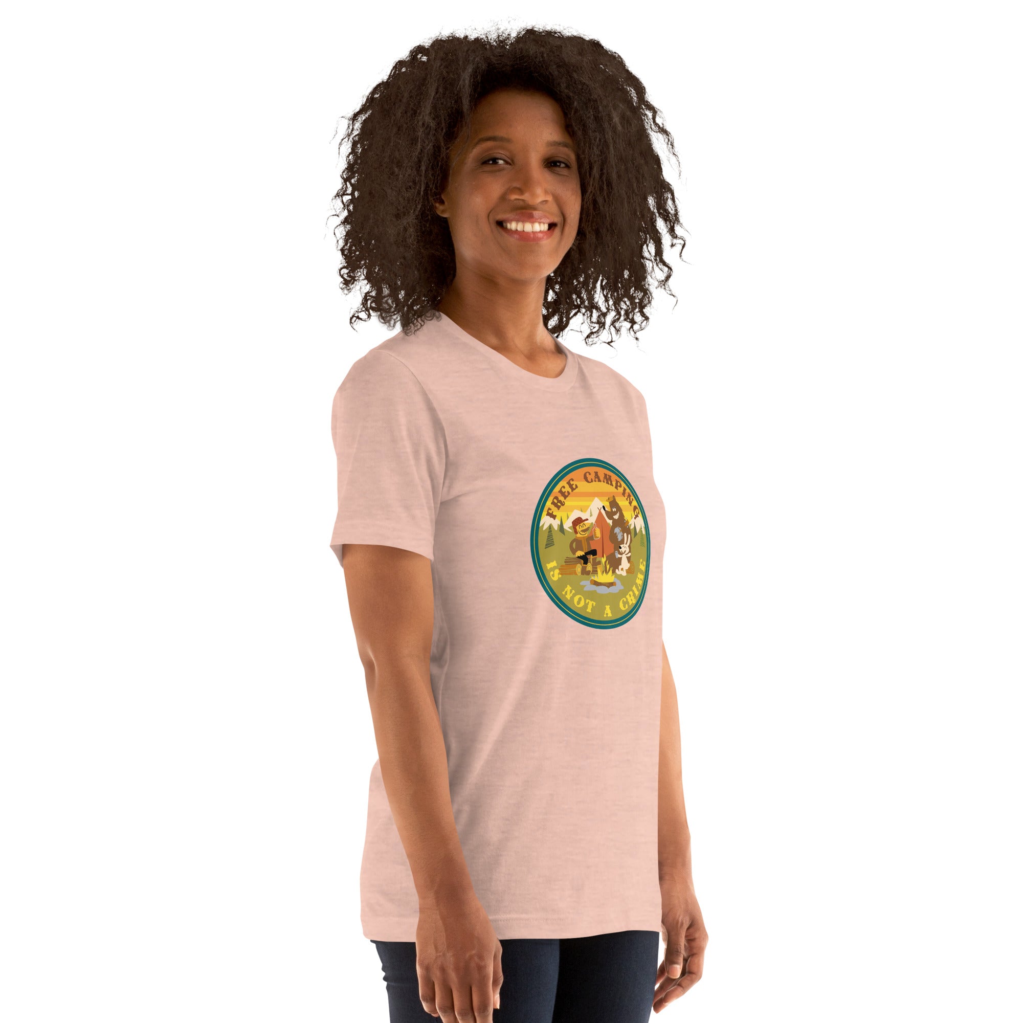 Unisex cotton t-shirt Free Camping is not a crime on light heather colors