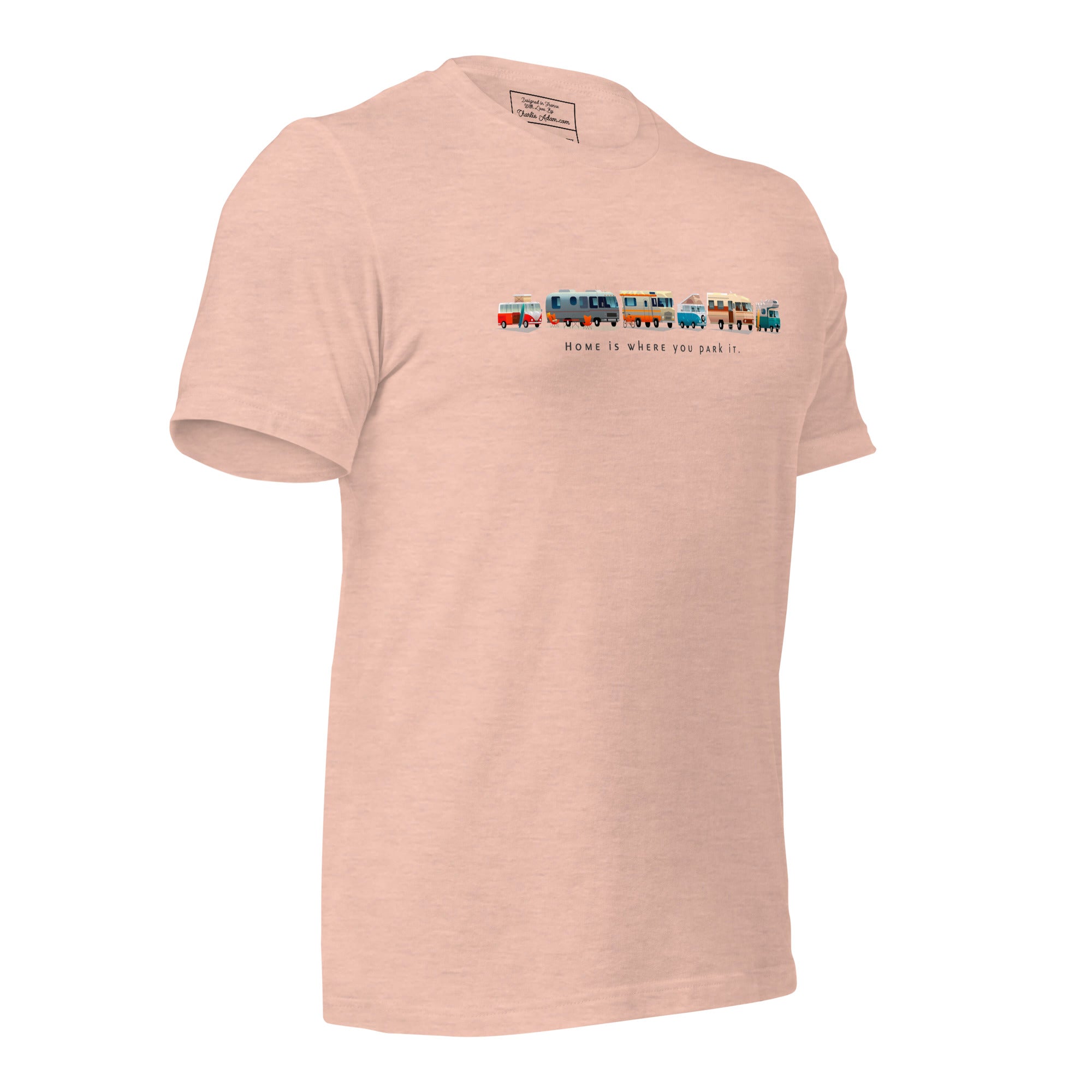 Unisex cotton t-shirt Vintage Campers on light heather colors